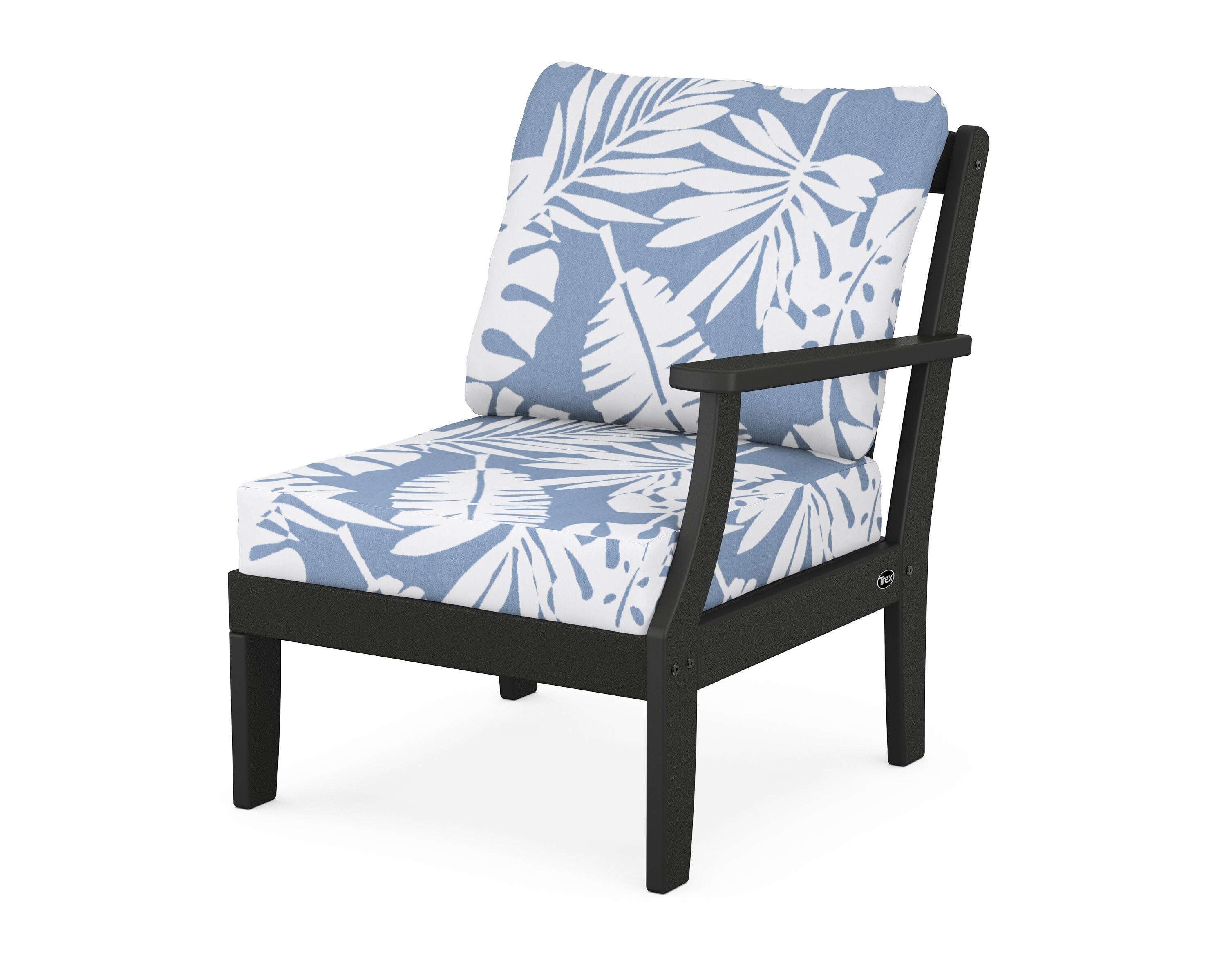 Yacht Club Modular Right Arm Chair in Charcoal Black / Leaf Sky Blue