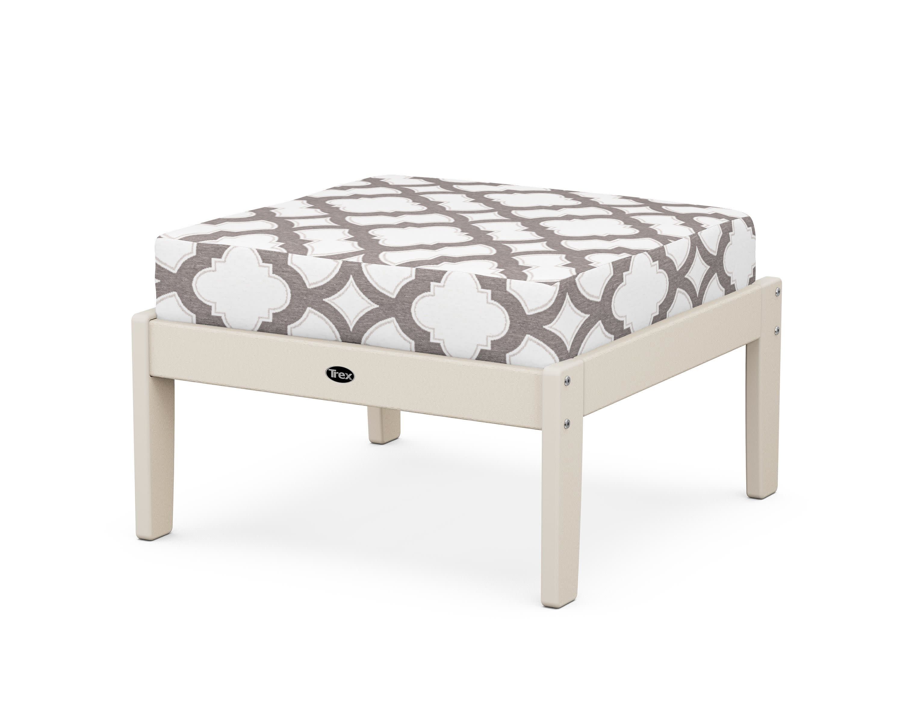 Yacht Club Deep Seating Ottoman in Sand Castle / Trellis Grey Mist