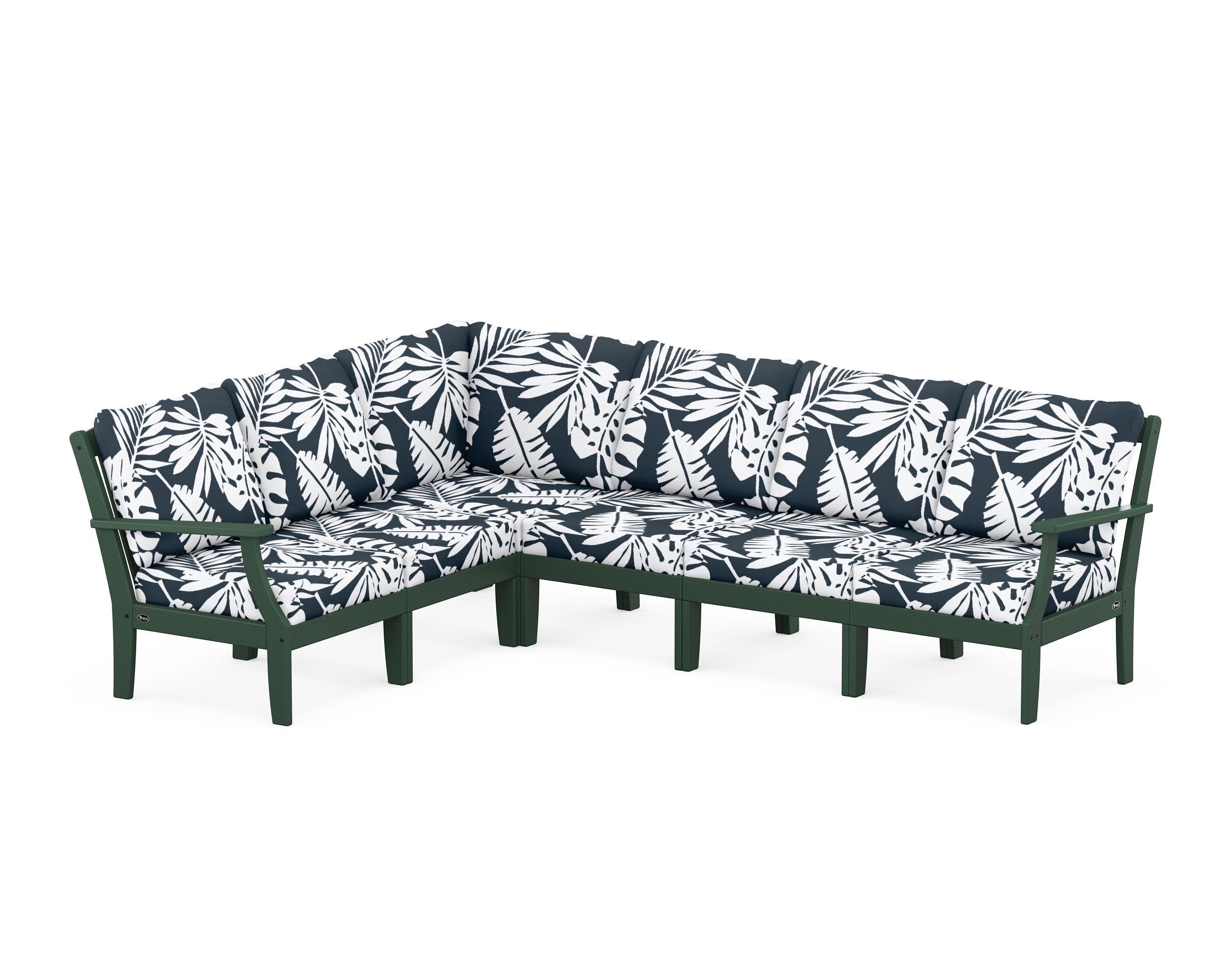 Yacht Club Modular 6-Piece Deep Seating Set in Rainforest Canopy / Leaf Marine Indigo