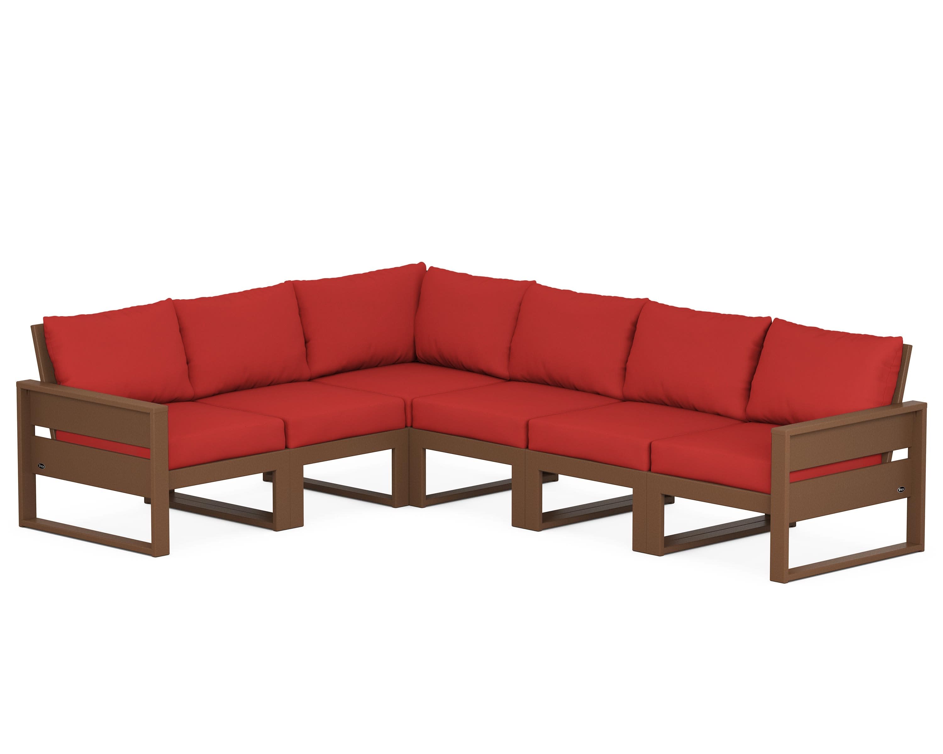 Eastport 6-Piece Sectional in Tree House / Crimson Linen