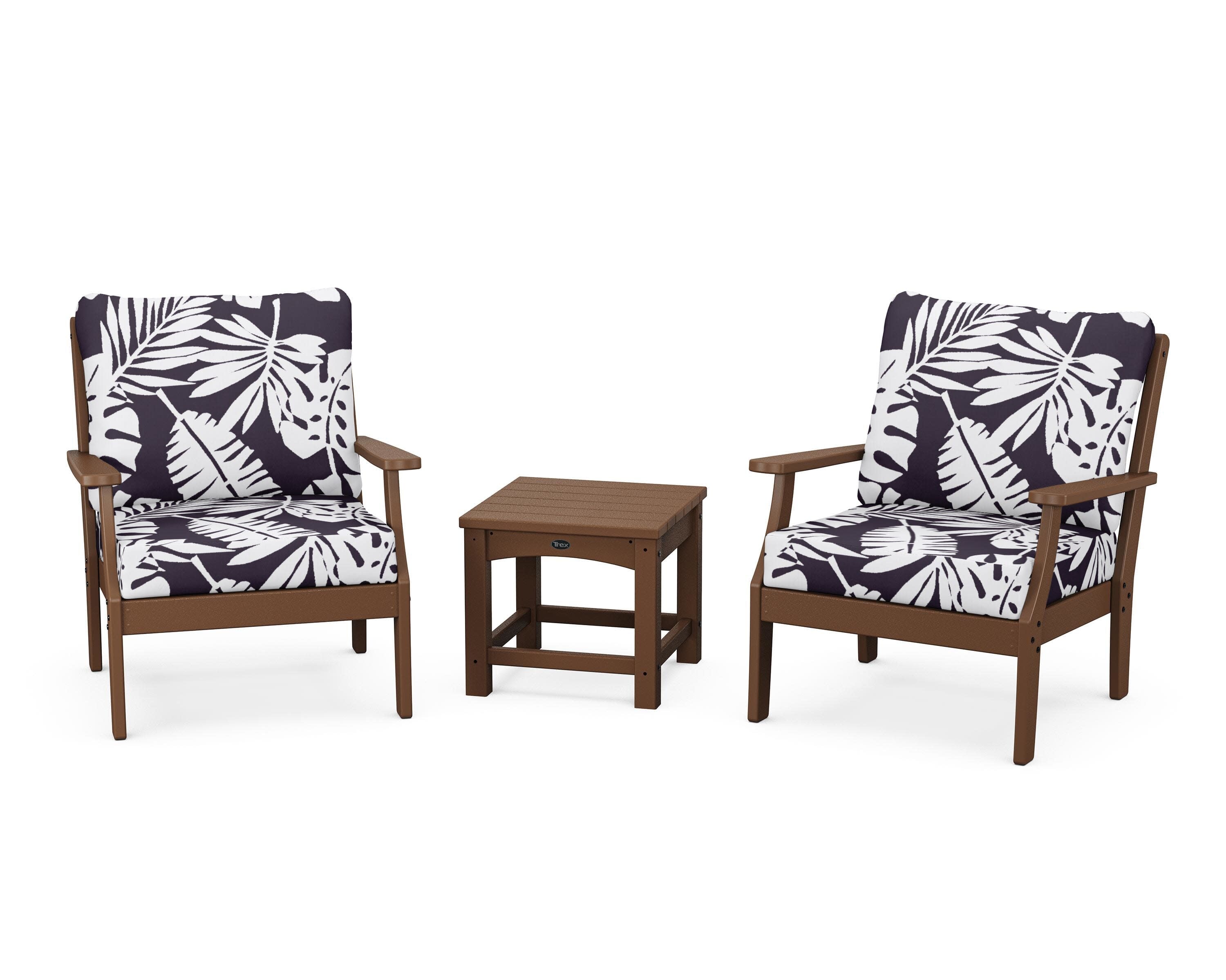 Yacht Club 3-Piece Deep Seating Set in Tree House / Leaf Navy