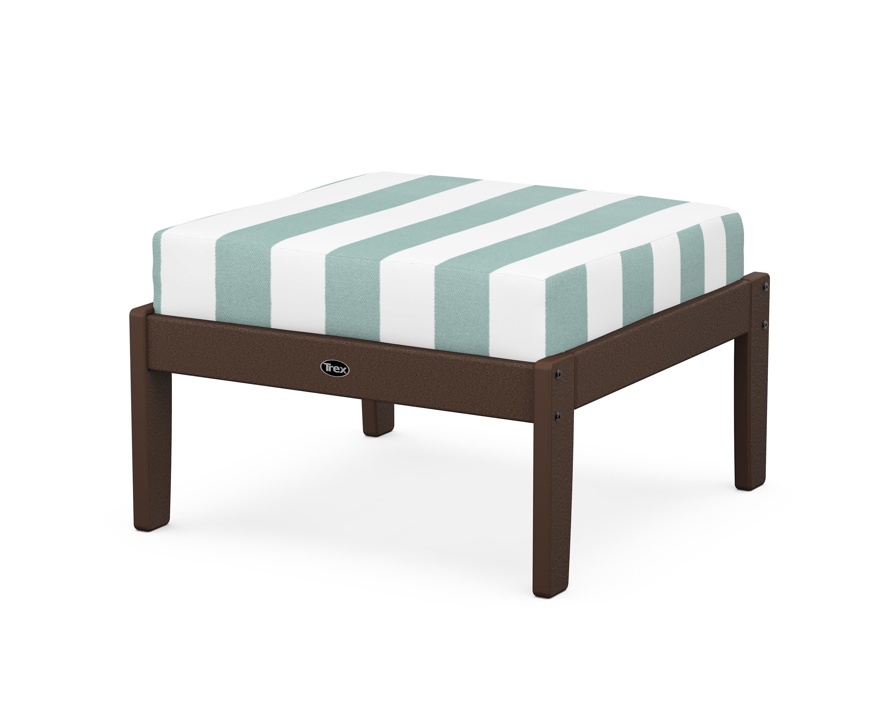 Yacht Club Deep Seating Ottoman in Vintage Lantern / Cabana Stripe Glacier Spa