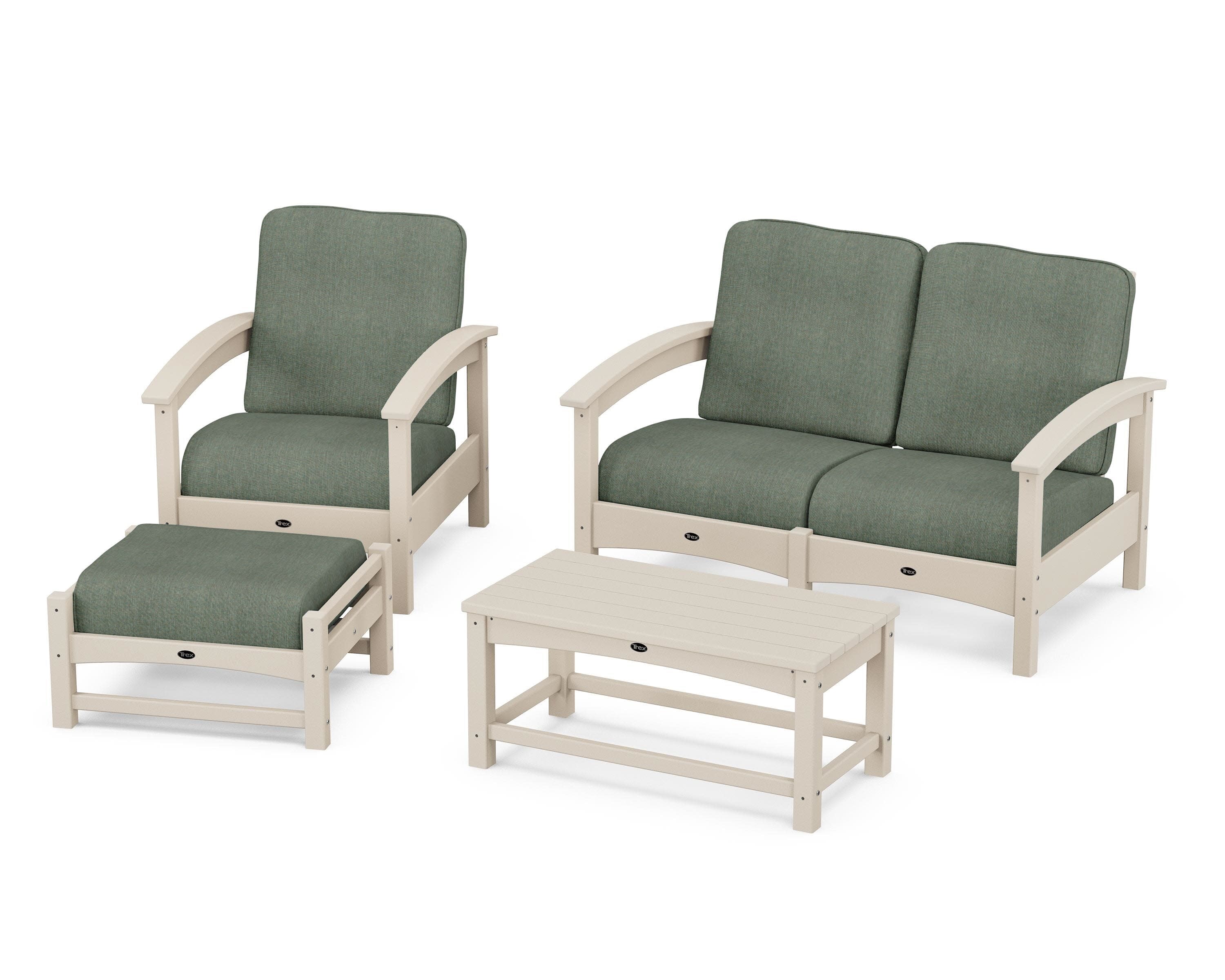 Rockport 4-Piece Deep Seating Conversation Group in Sand Castle / Cast Sage