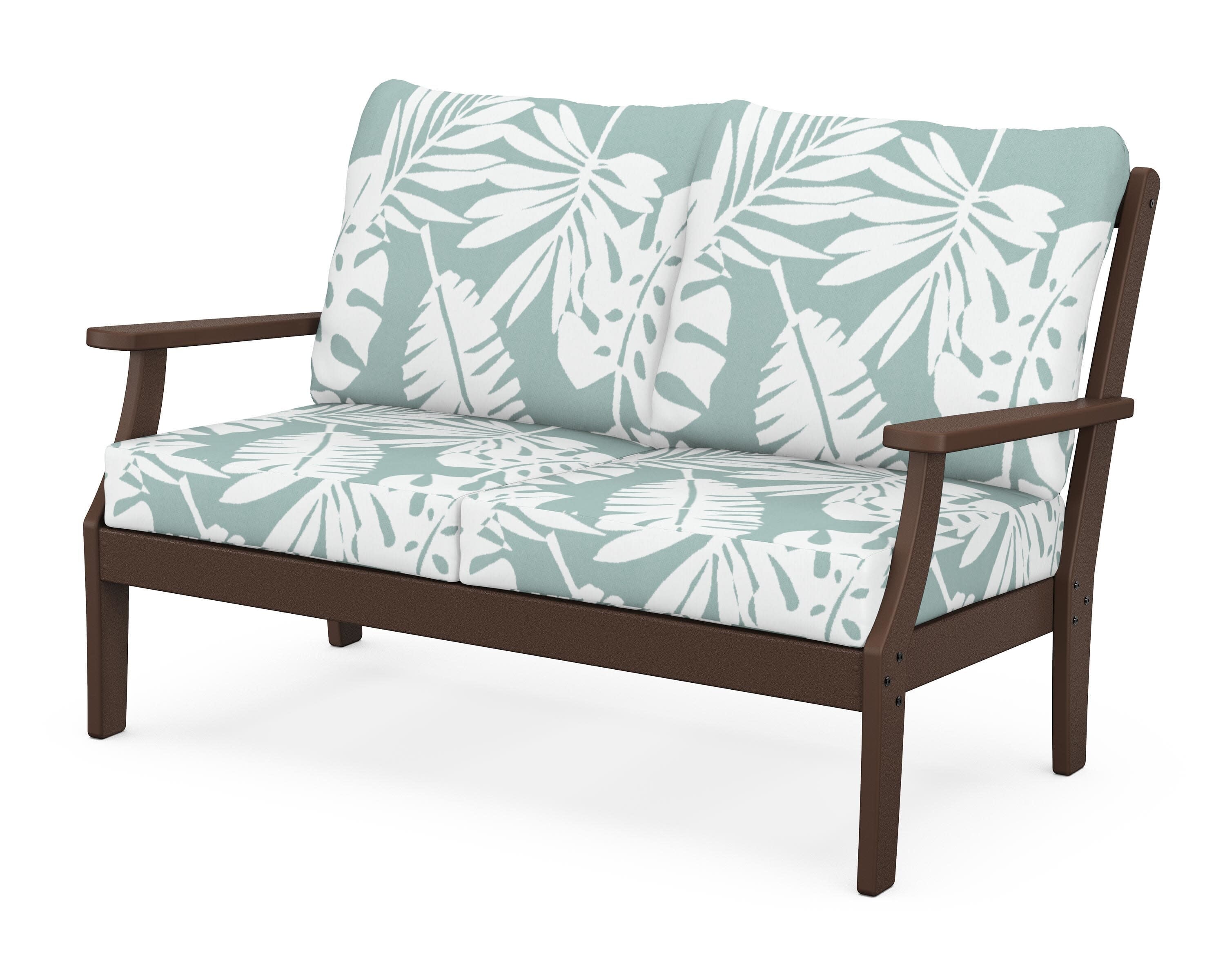 Yacht Club Deep Seating Loveseat in Vintage Lantern / Leaf Glacier Spa