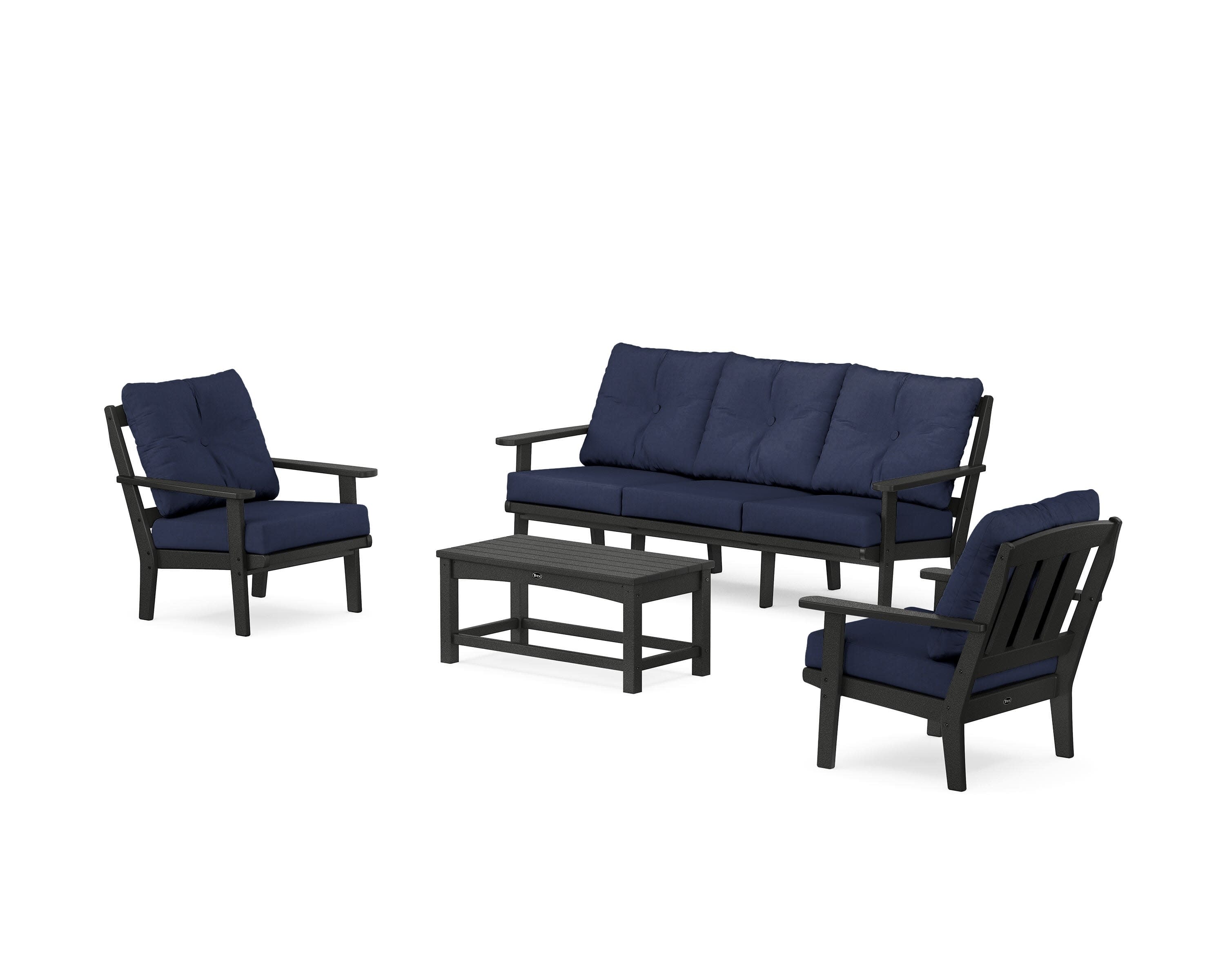 Cape Cod 4-Piece Deep Seating Set with Sofa in Charcoal Black / Spectrum Indigo