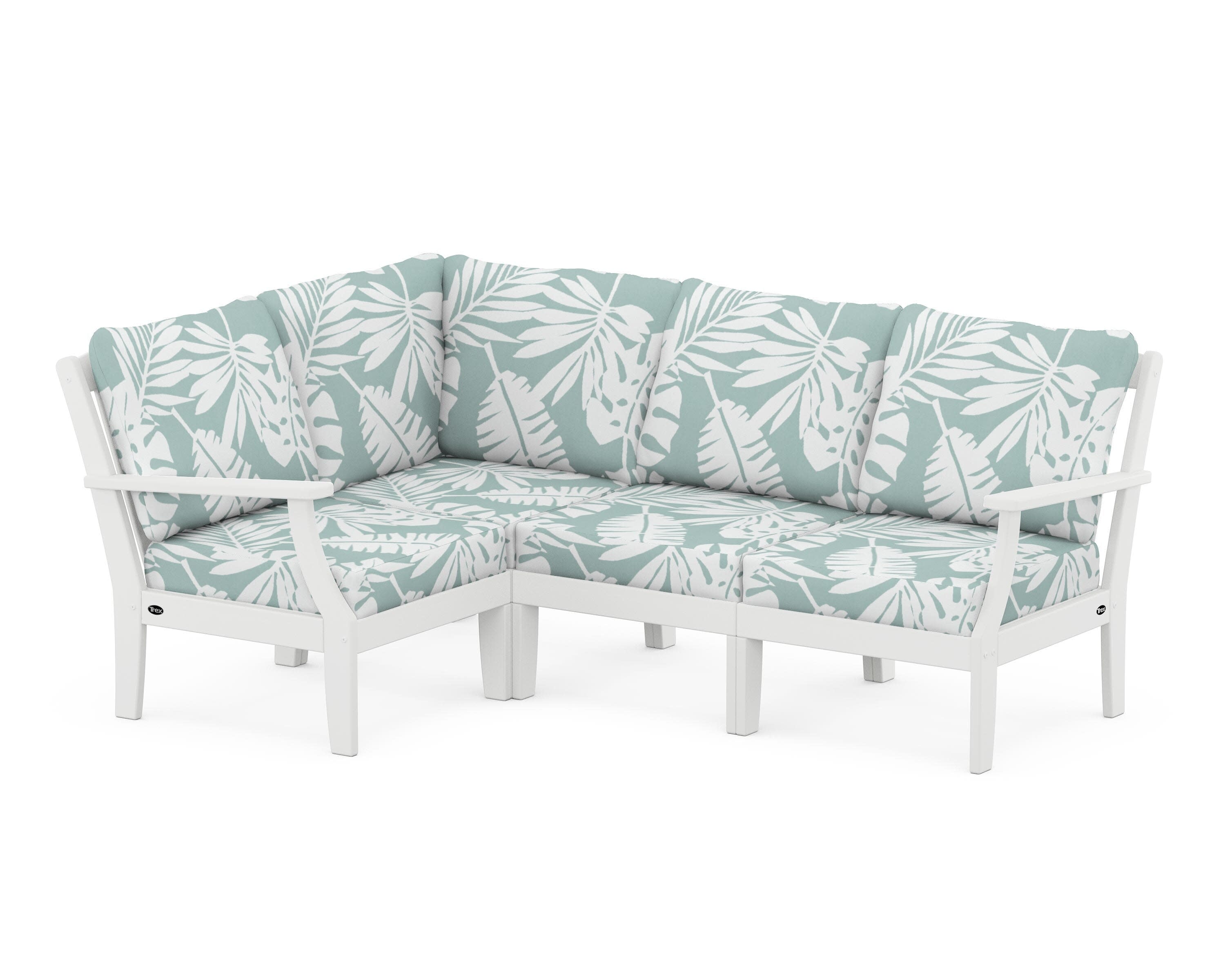 Yacht Club Modular 4-Piece Deep Seating Set in Classic White / Leaf Glacier Spa