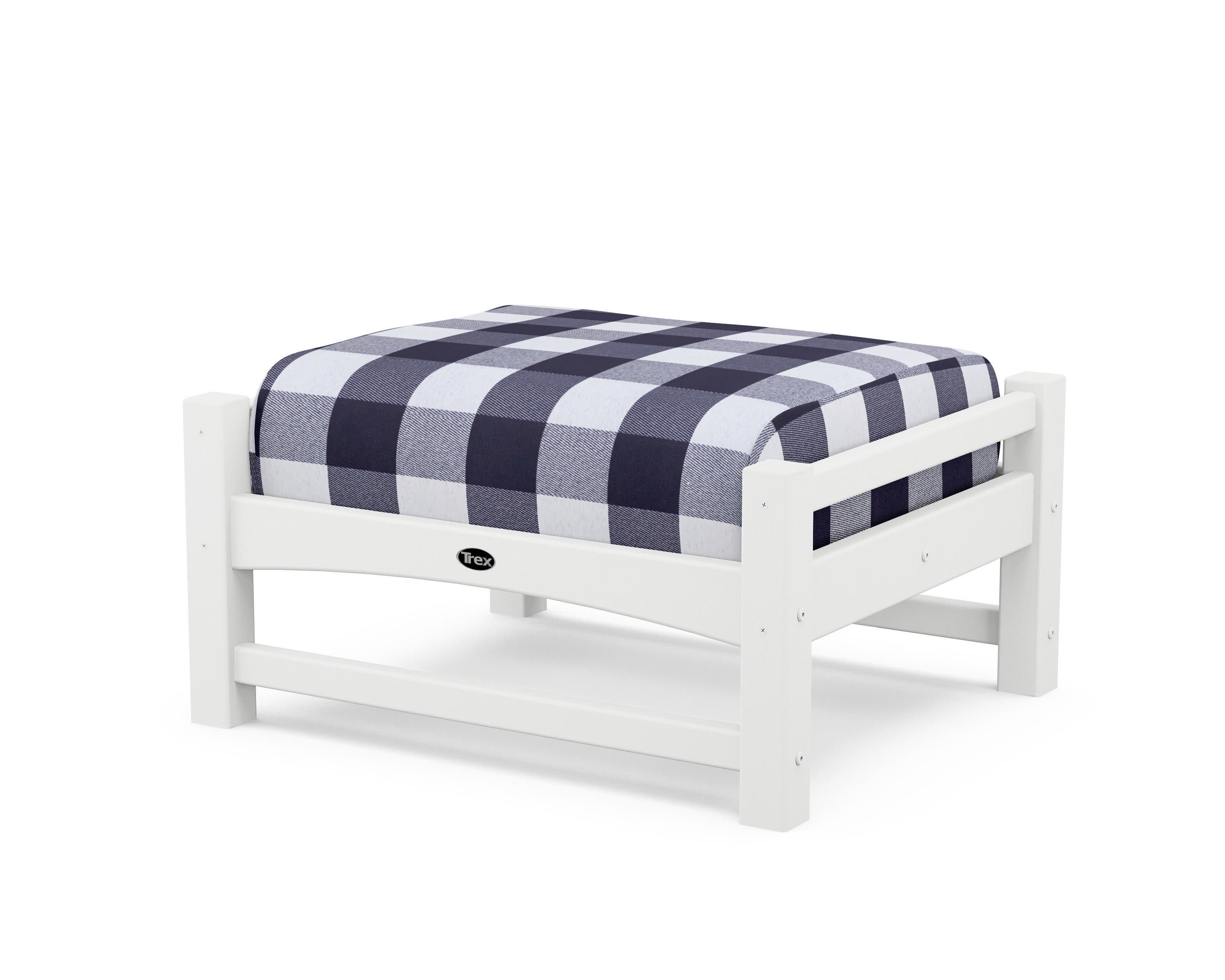 Rockport Club Ottoman in Classic White / Buffalo Plaid Navy
