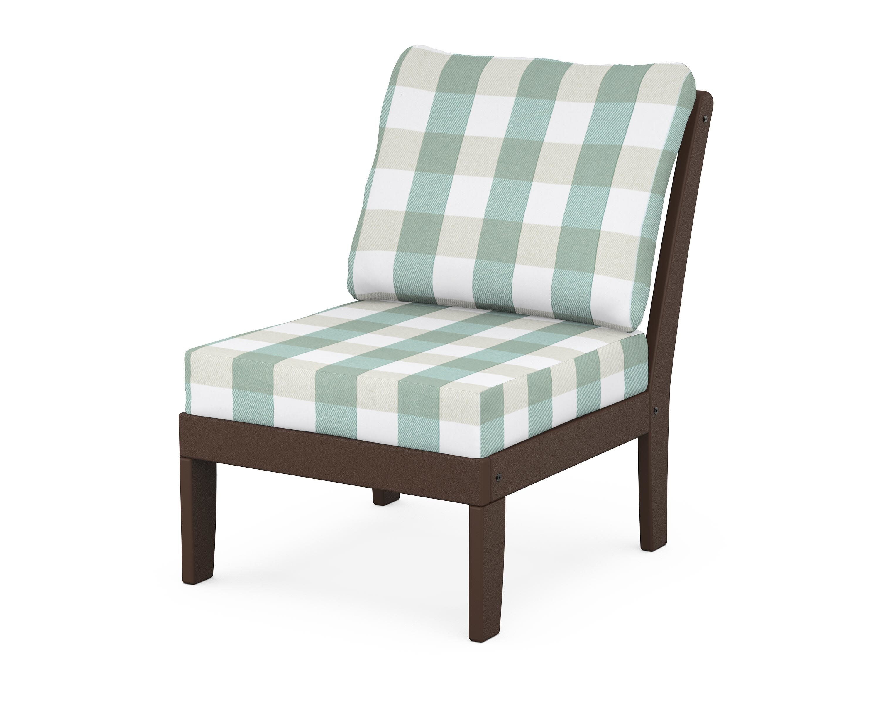 Yacht Club Modular Armless Chair in Vintage Lantern / Buffalo Plaid Glacier Spa
