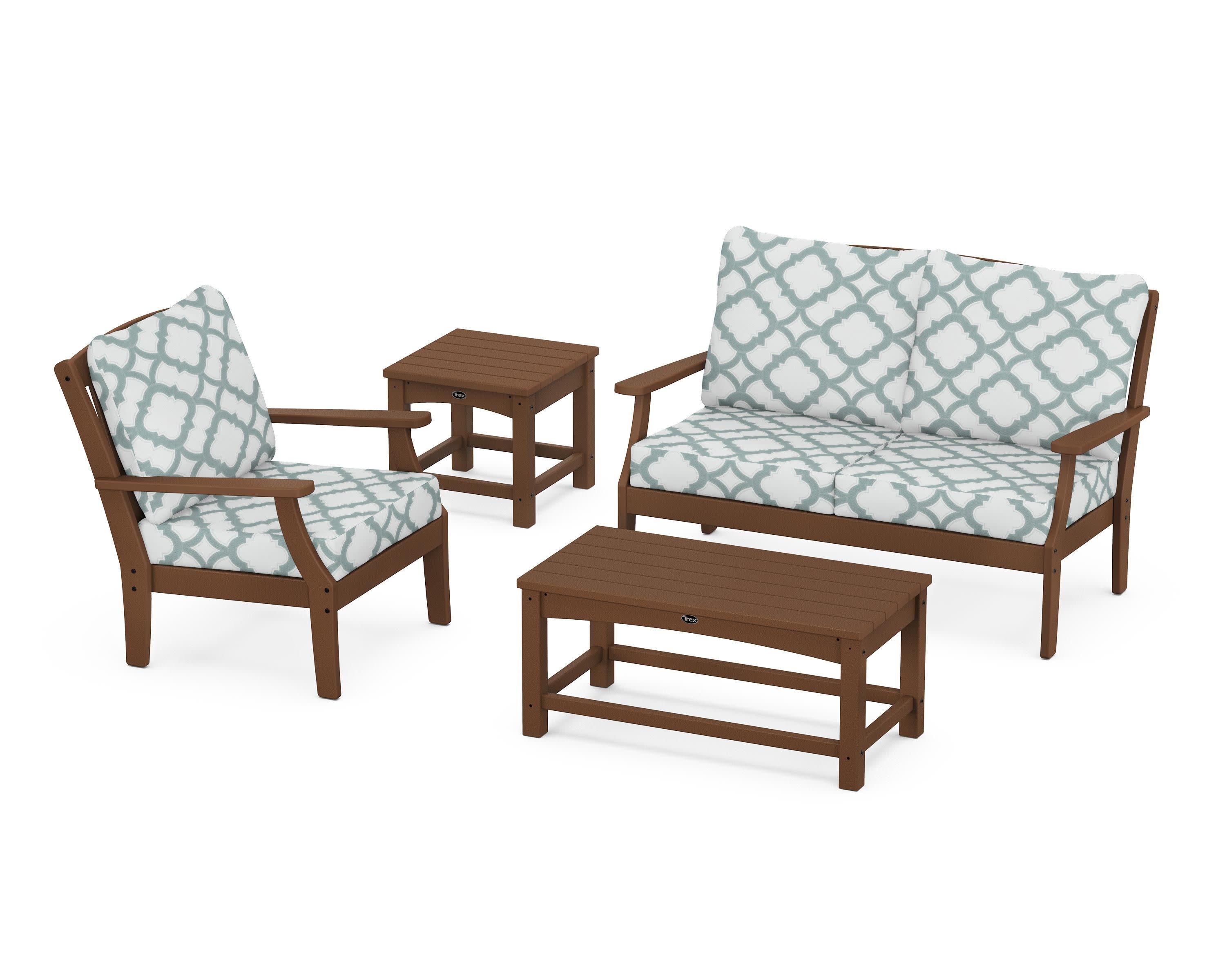 Yacht Club 4-Piece Deep Seating Set in Tree House / Trellis Glacier Spa