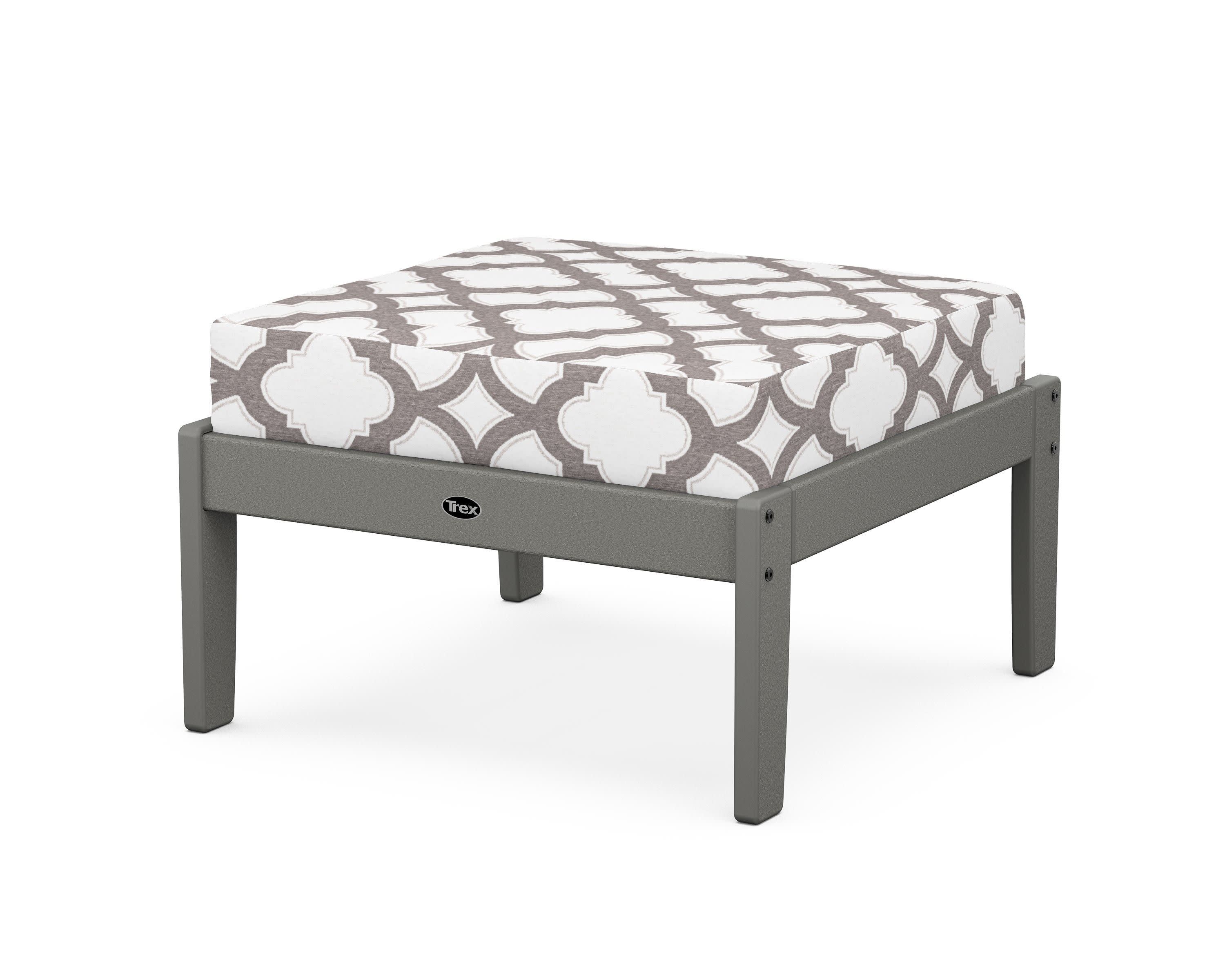 Yacht Club Deep Seating Ottoman in Stepping Stone / Trellis Grey Mist