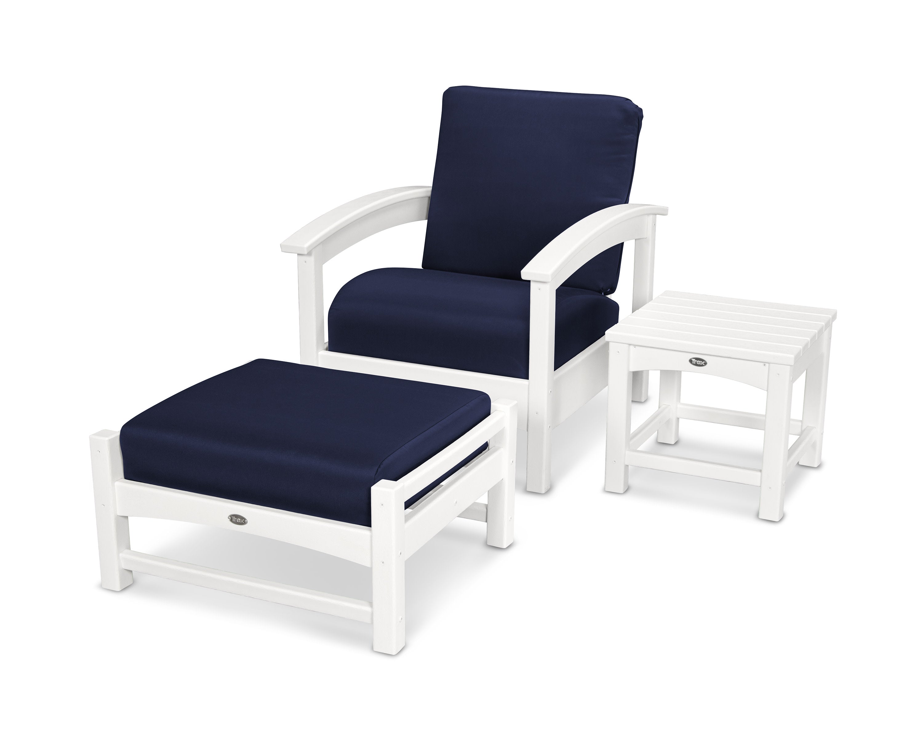 Rockport 3-Piece Deep Seating Set in Classic White / Navy