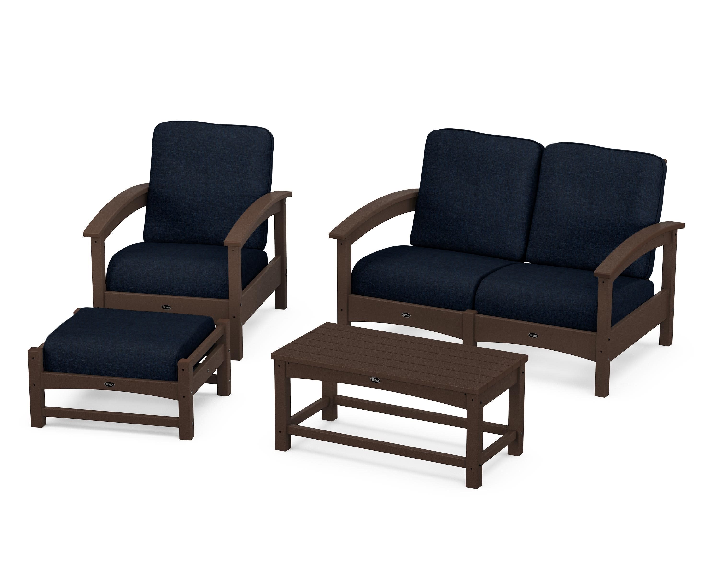 Rockport 4-Piece Deep Seating Conversation Group in Vintage Lantern / Marine Indigo