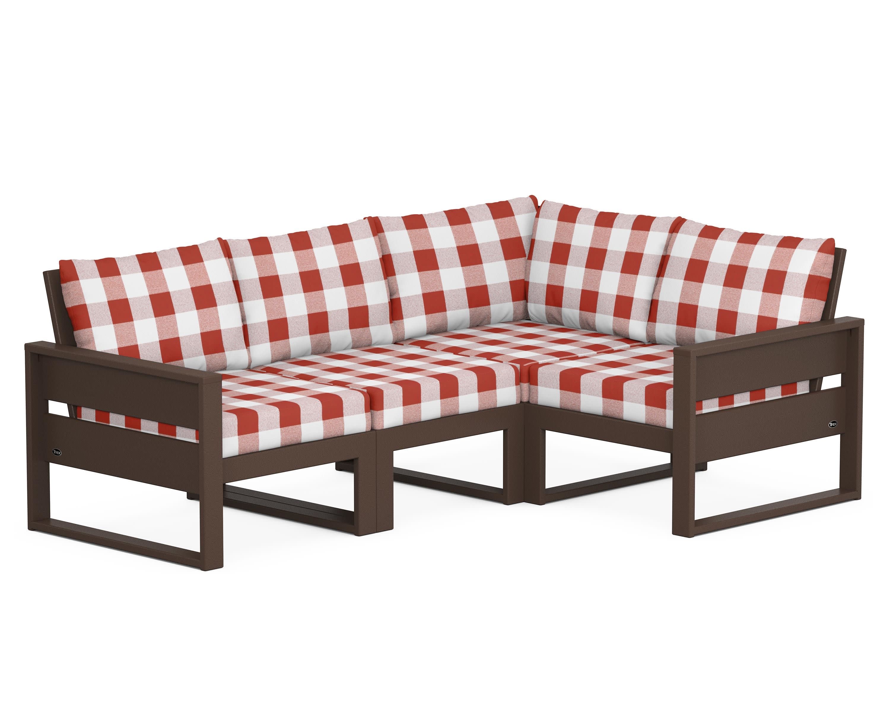 Eastport 4- Piece Sectional in Vintage Lantern / Buffalo Plaid Crimson