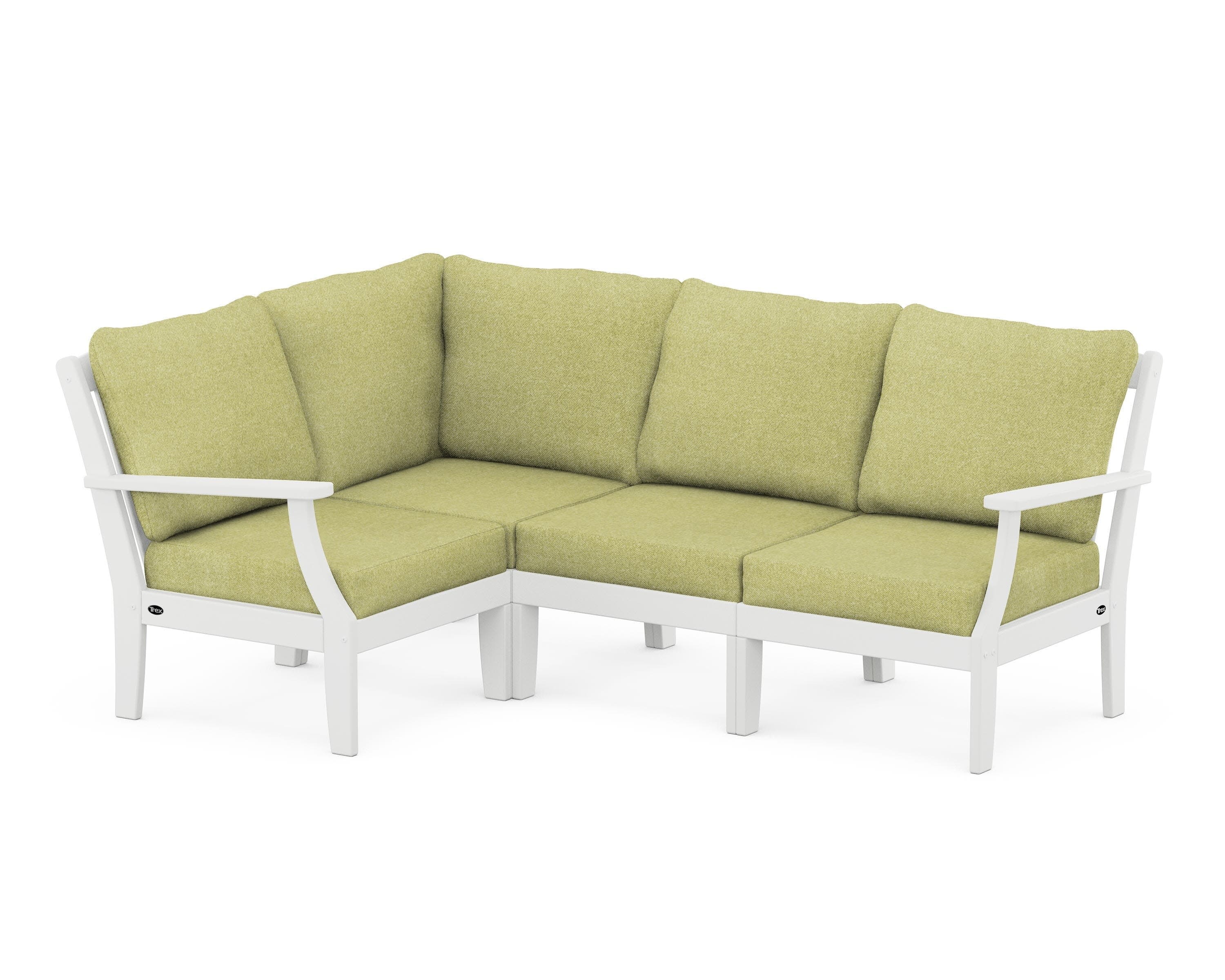 Yacht Club Modular 4-Piece Deep Seating Set in Classic White / Chartreuse Boucle