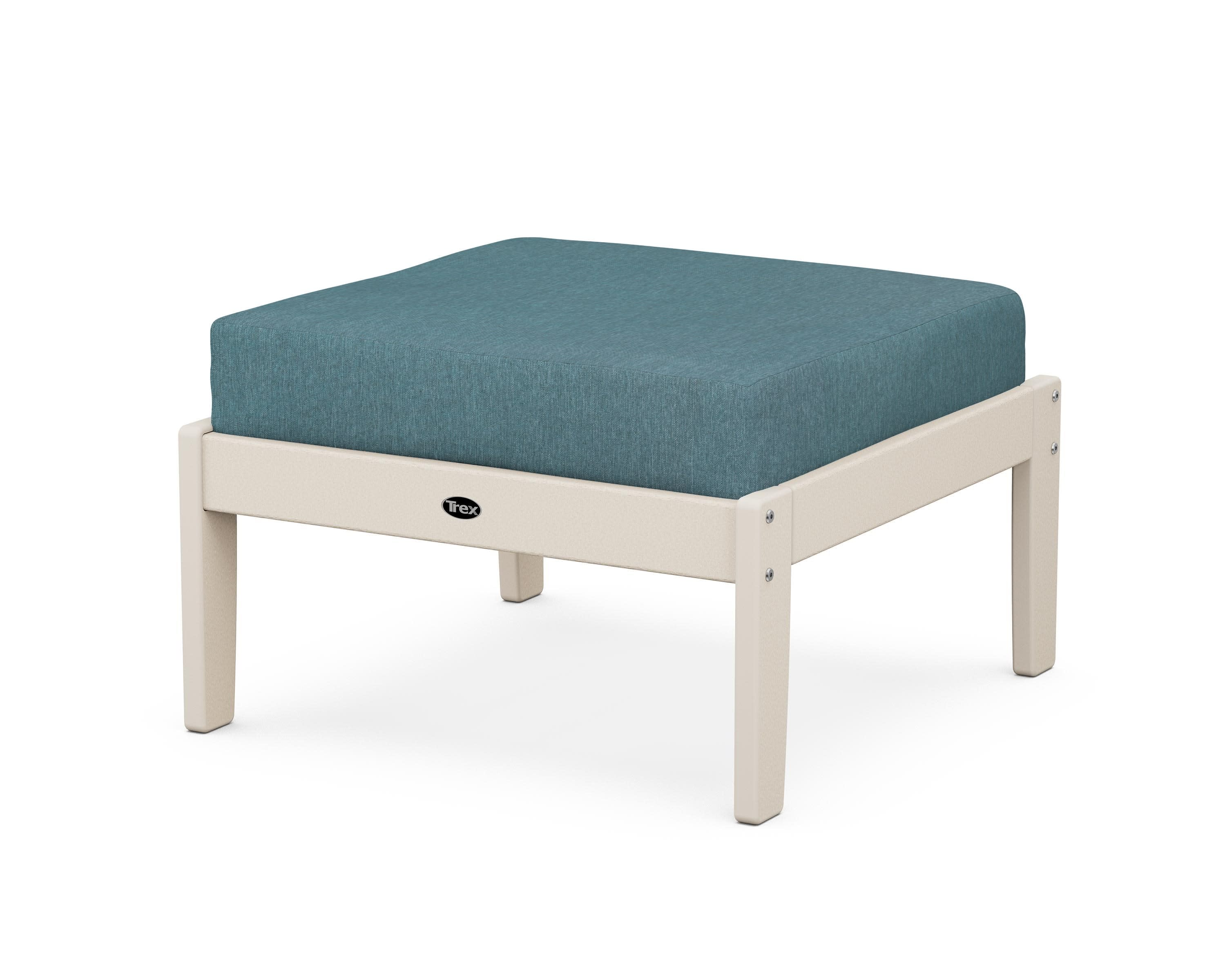 Yacht Club Deep Seating Ottoman in Sand Castle / Ocean Teal