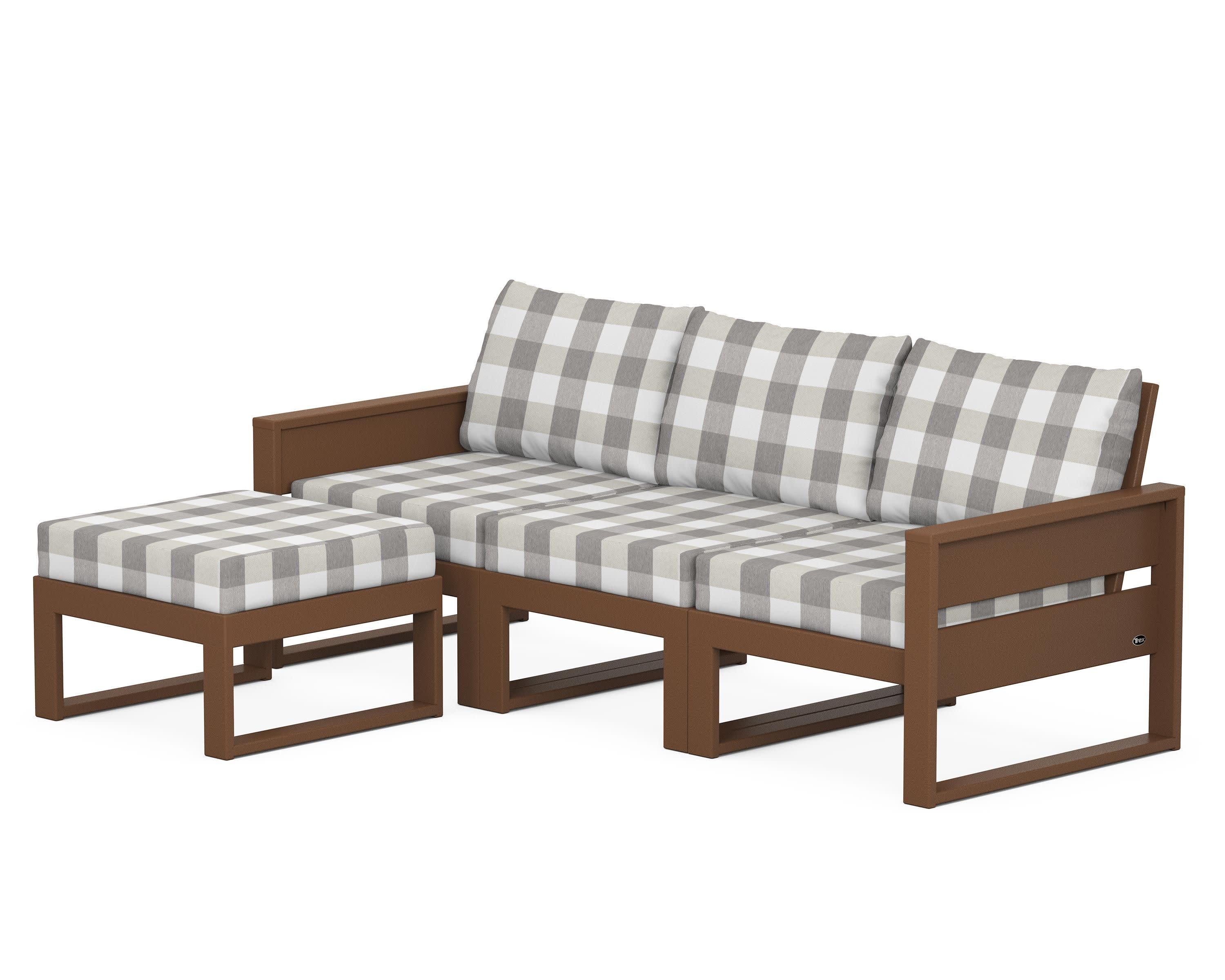 Eastport 4- Piece Sectional with Ottoman in Tree House / Buffalo Plaid Grey Mist