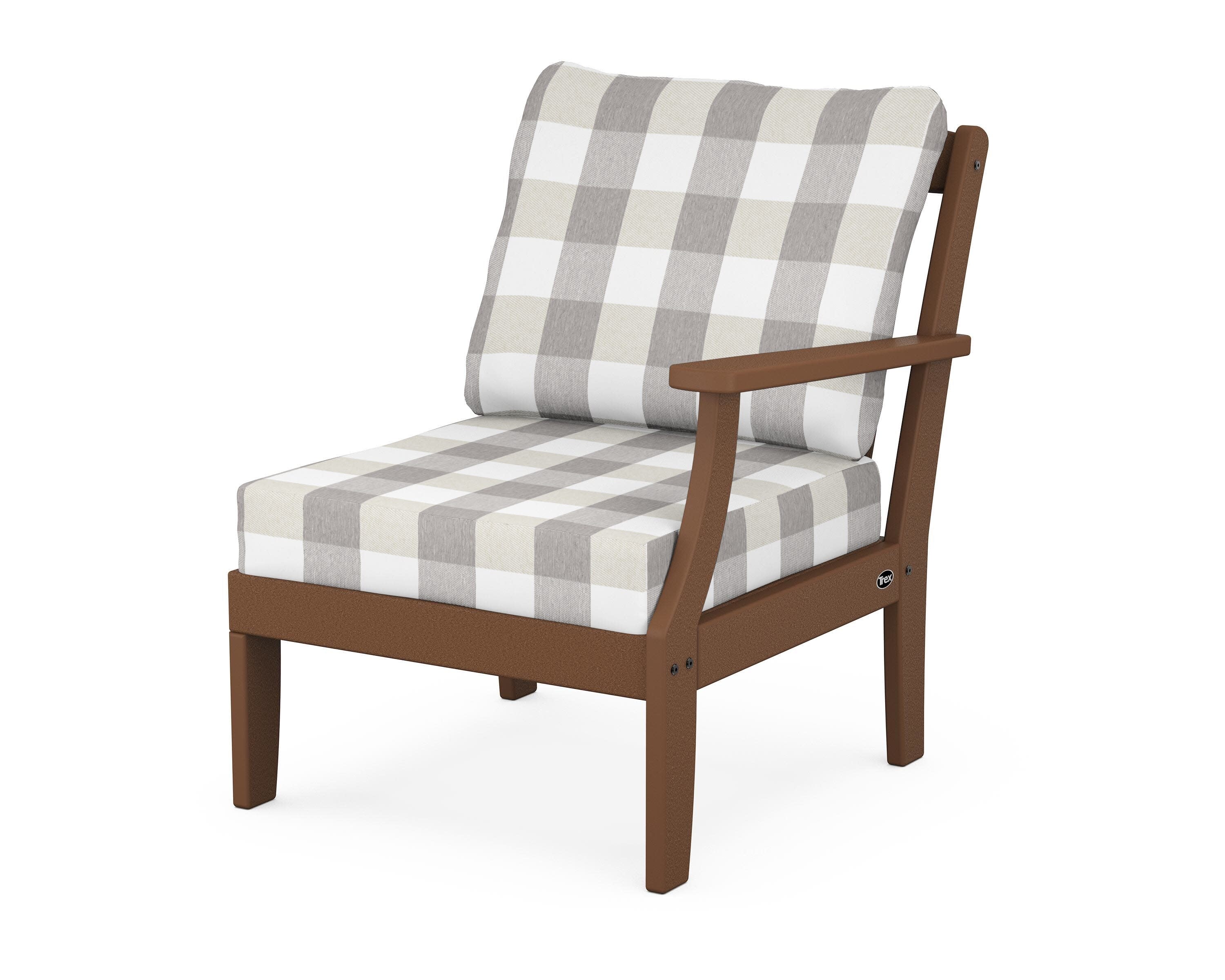 Yacht Club Modular Right Arm Chair in Tree House / Buffalo Plaid Grey Mist