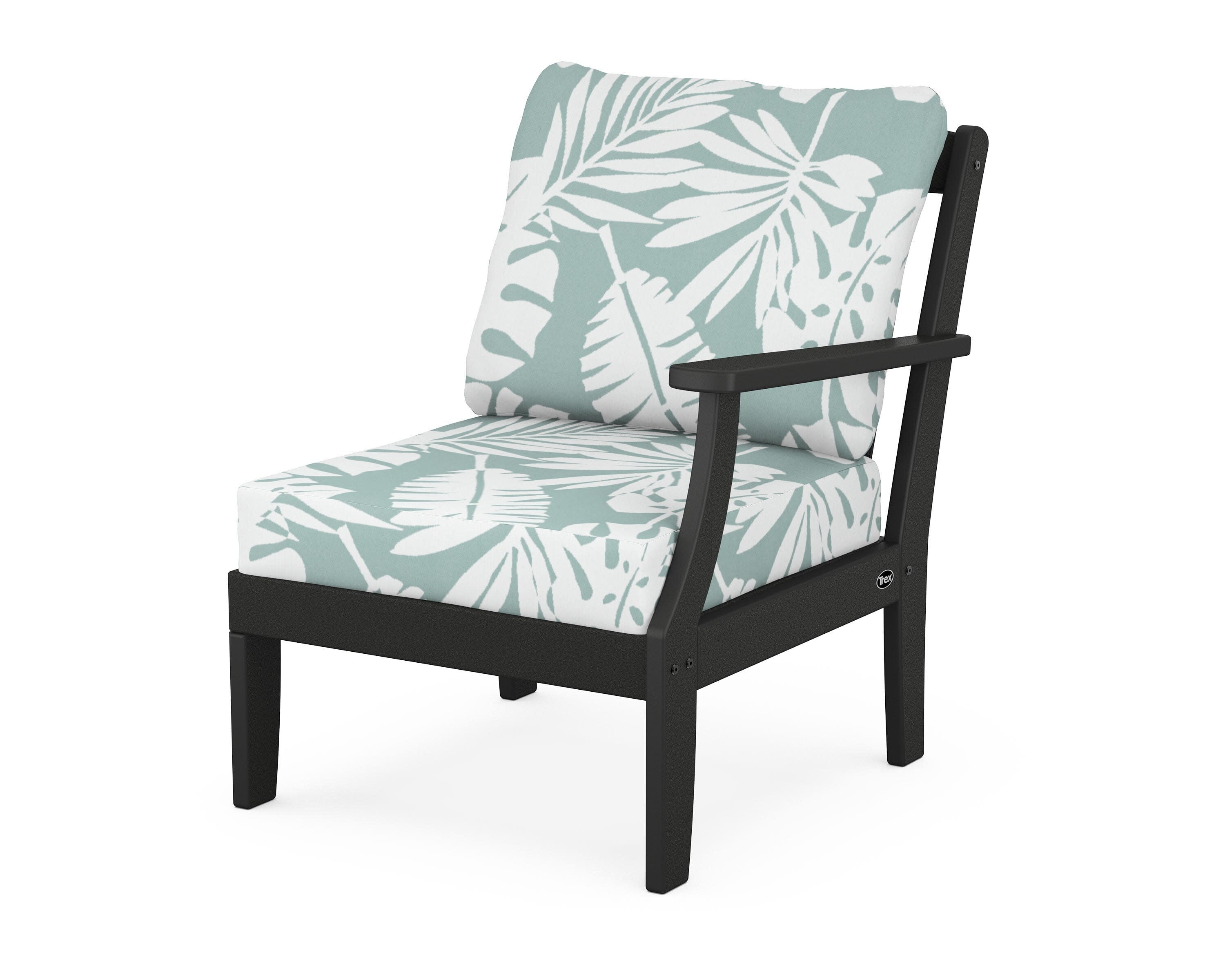 Yacht Club Modular Right Arm Chair in Charcoal Black / Leaf Glacier Spa