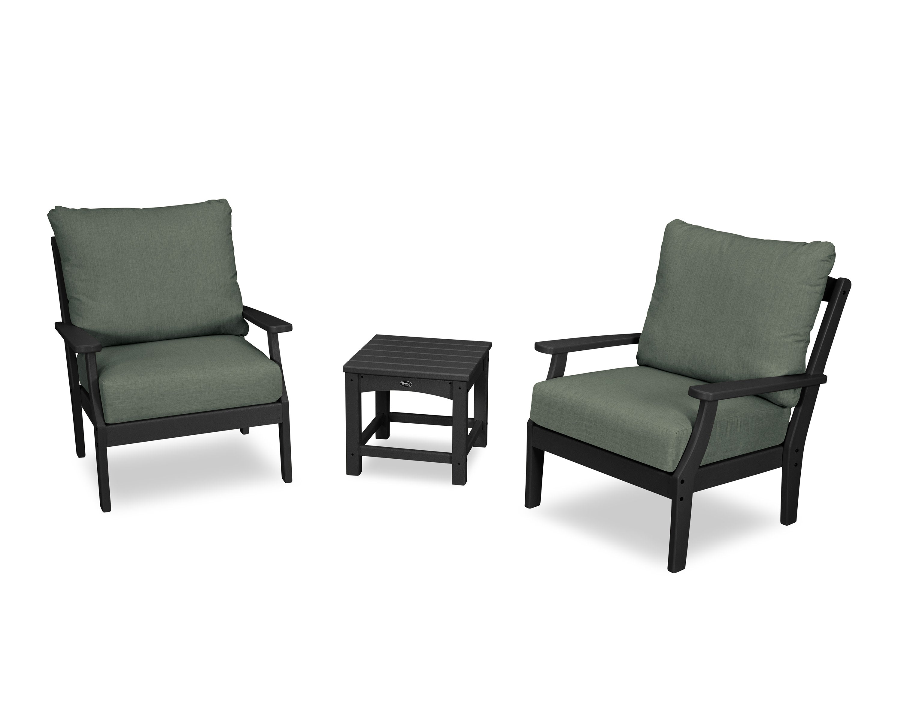 Yacht Club 3-Piece Deep Seating Set in Charcoal Black / Cast Sage