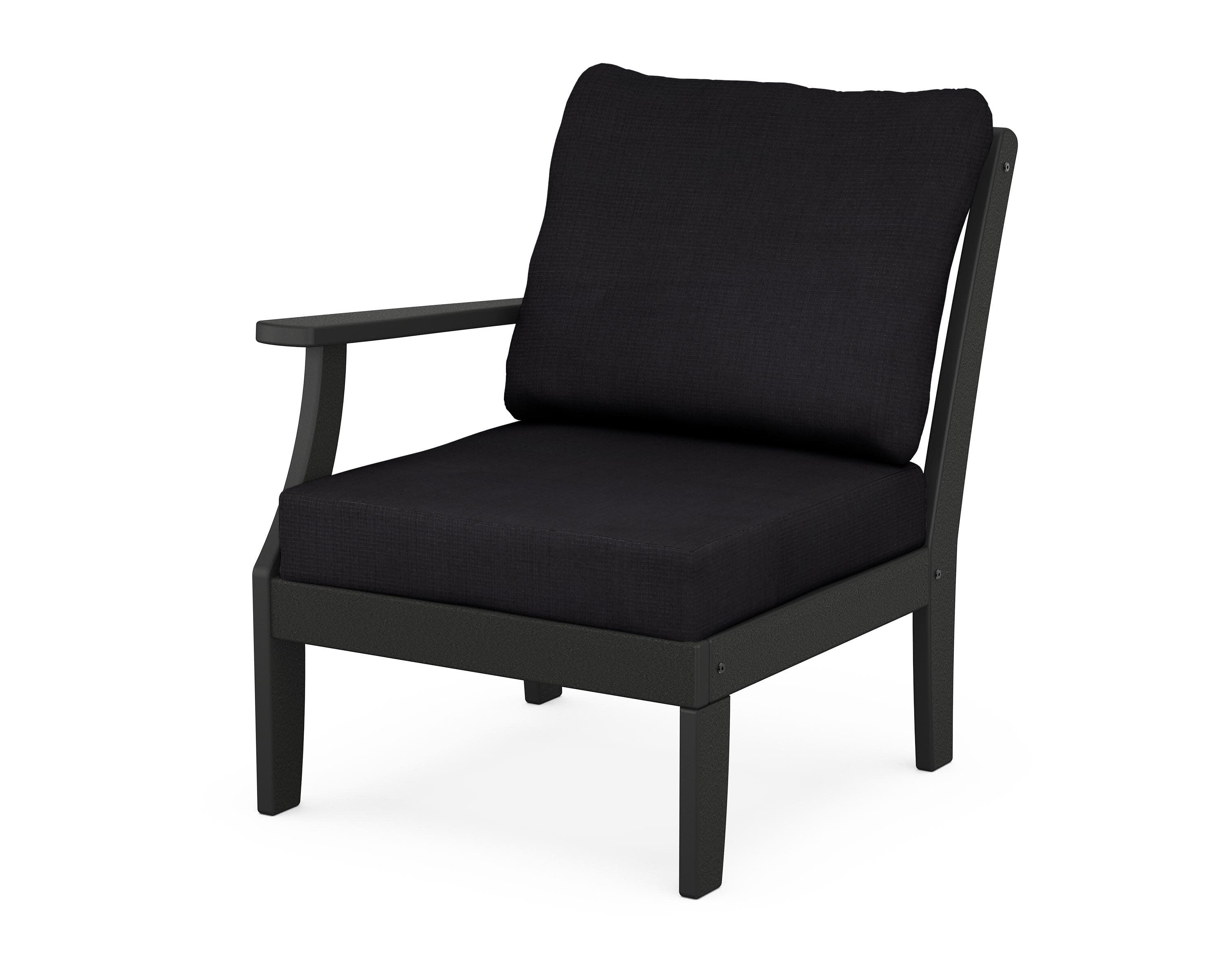 Yacht Club Modular Left Arm Chair in Charcoal Black / Midnight Linen