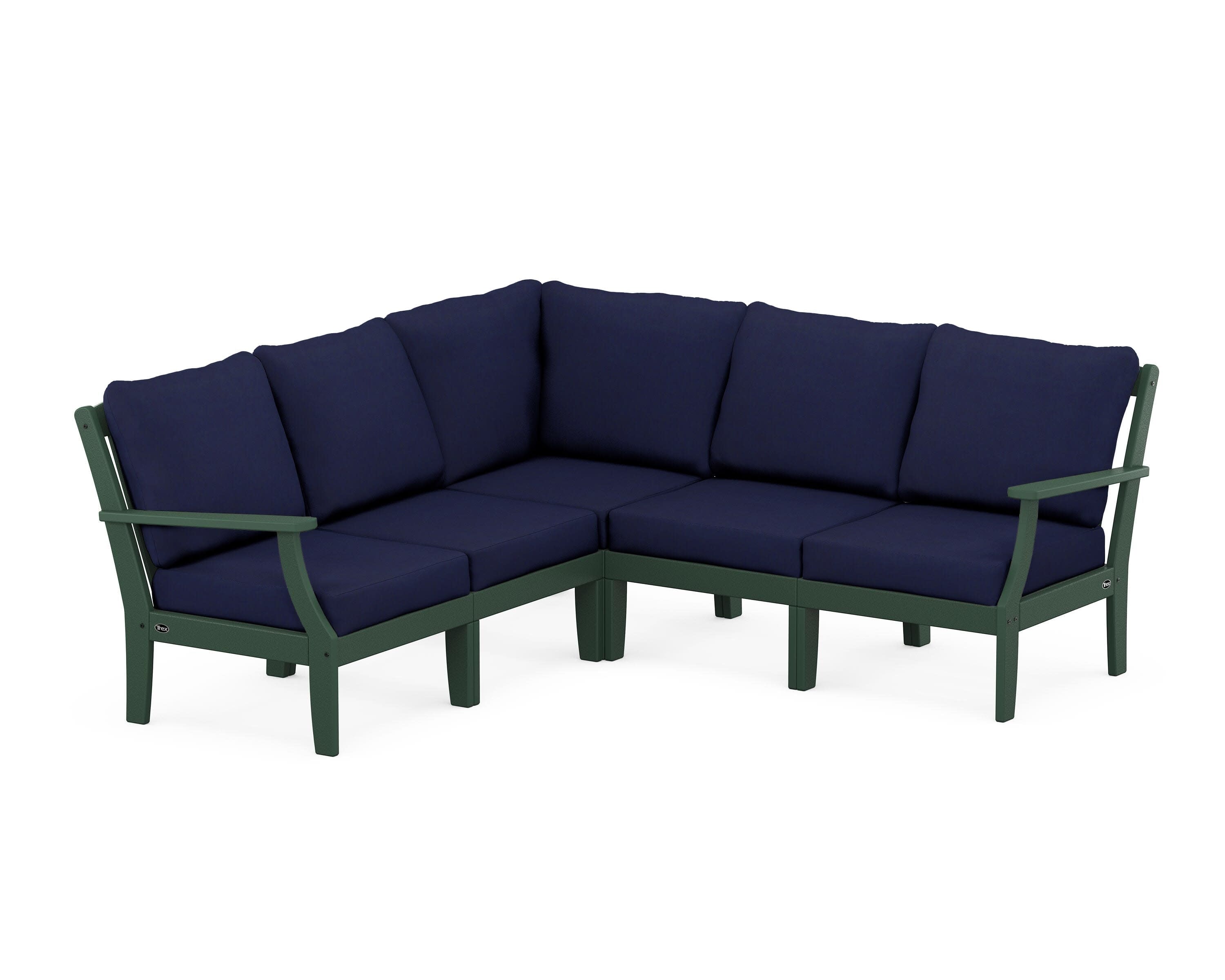 Yacht Club Modular 5-Piece Deep Seating Set in Rainforest Canopy / Navy