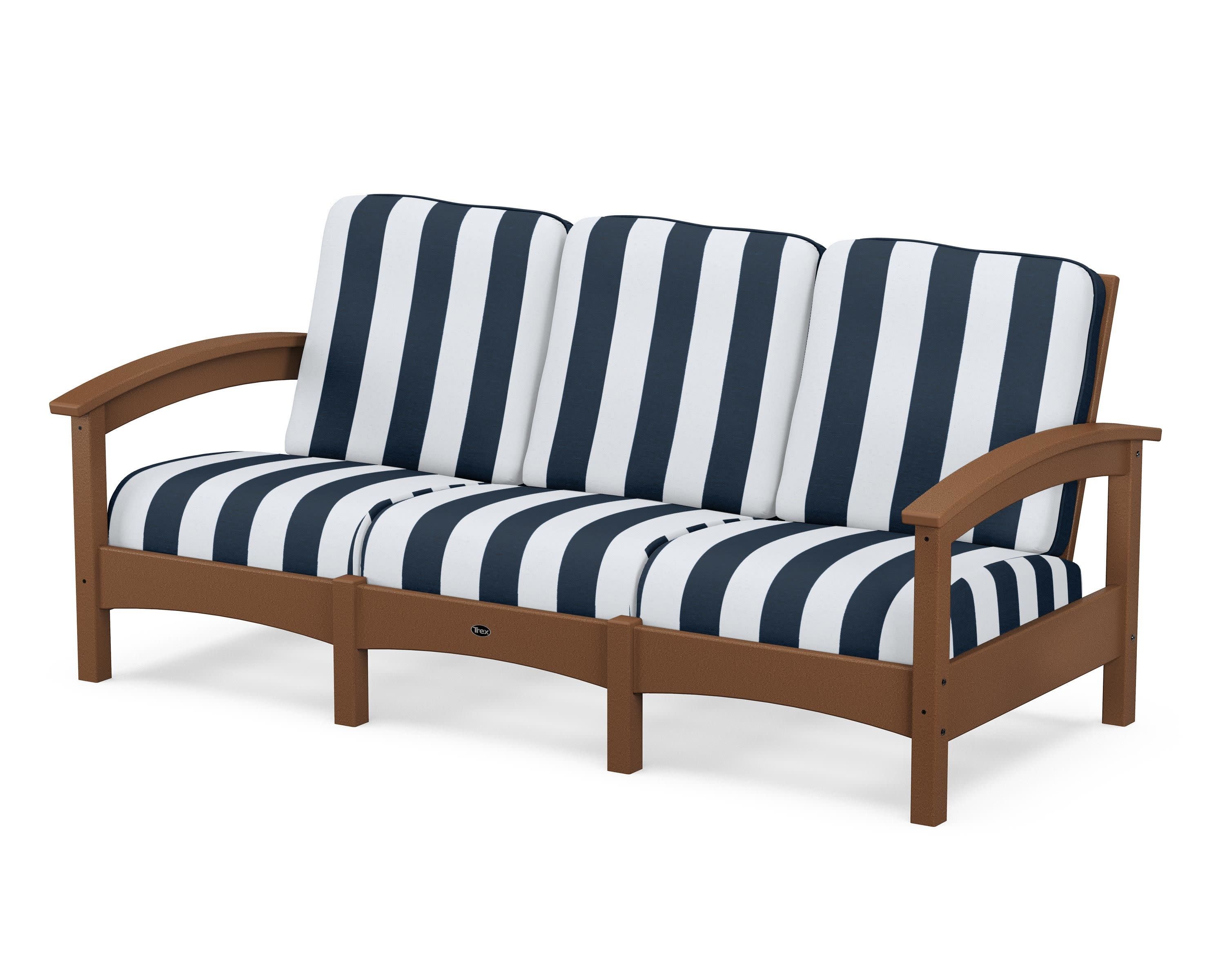 Rockport Club Sofa in Tree House / Cabana Stripe Marine Indigo