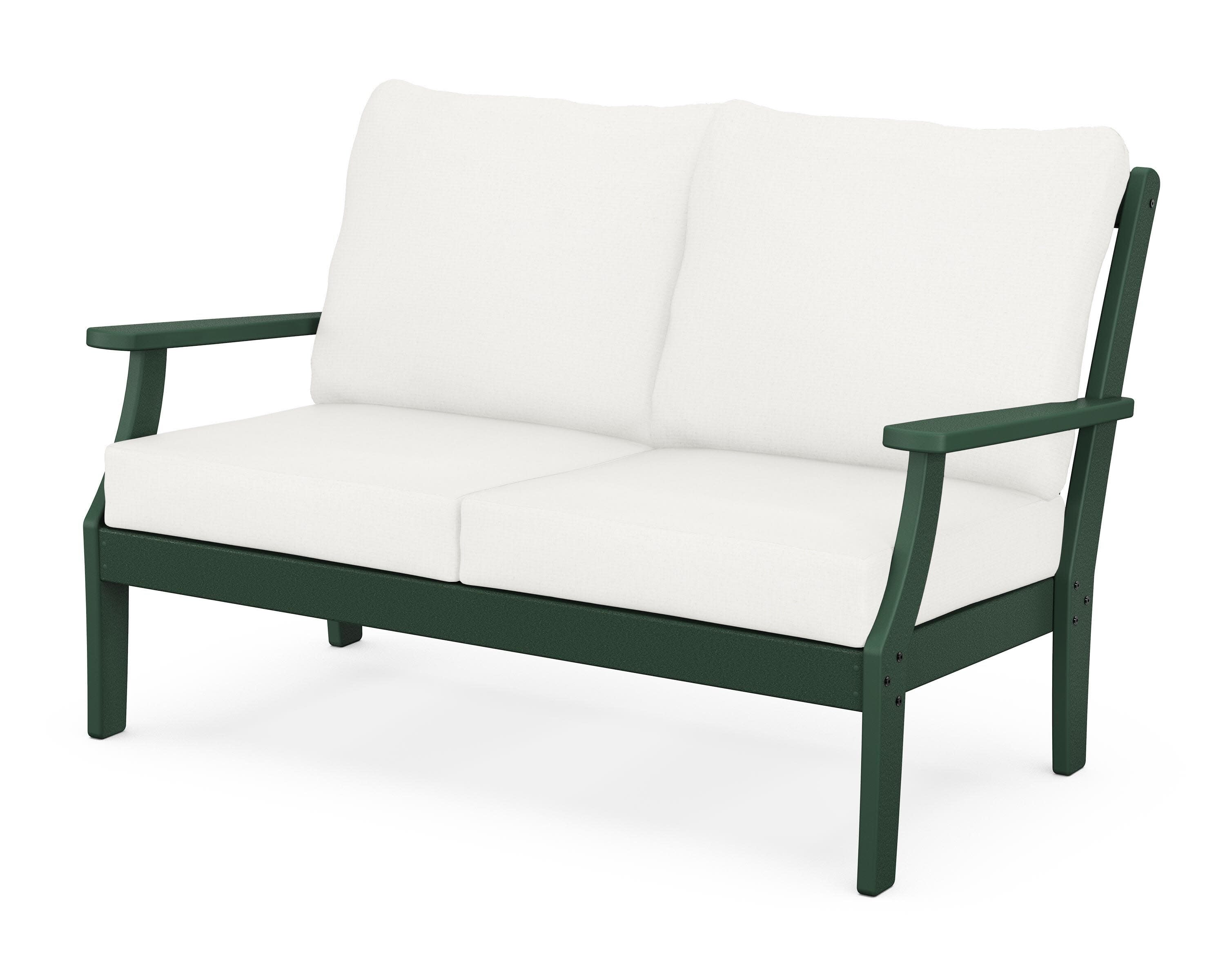 Yacht Club Deep Seating Loveseat in Rainforest Canopy / Natural Linen