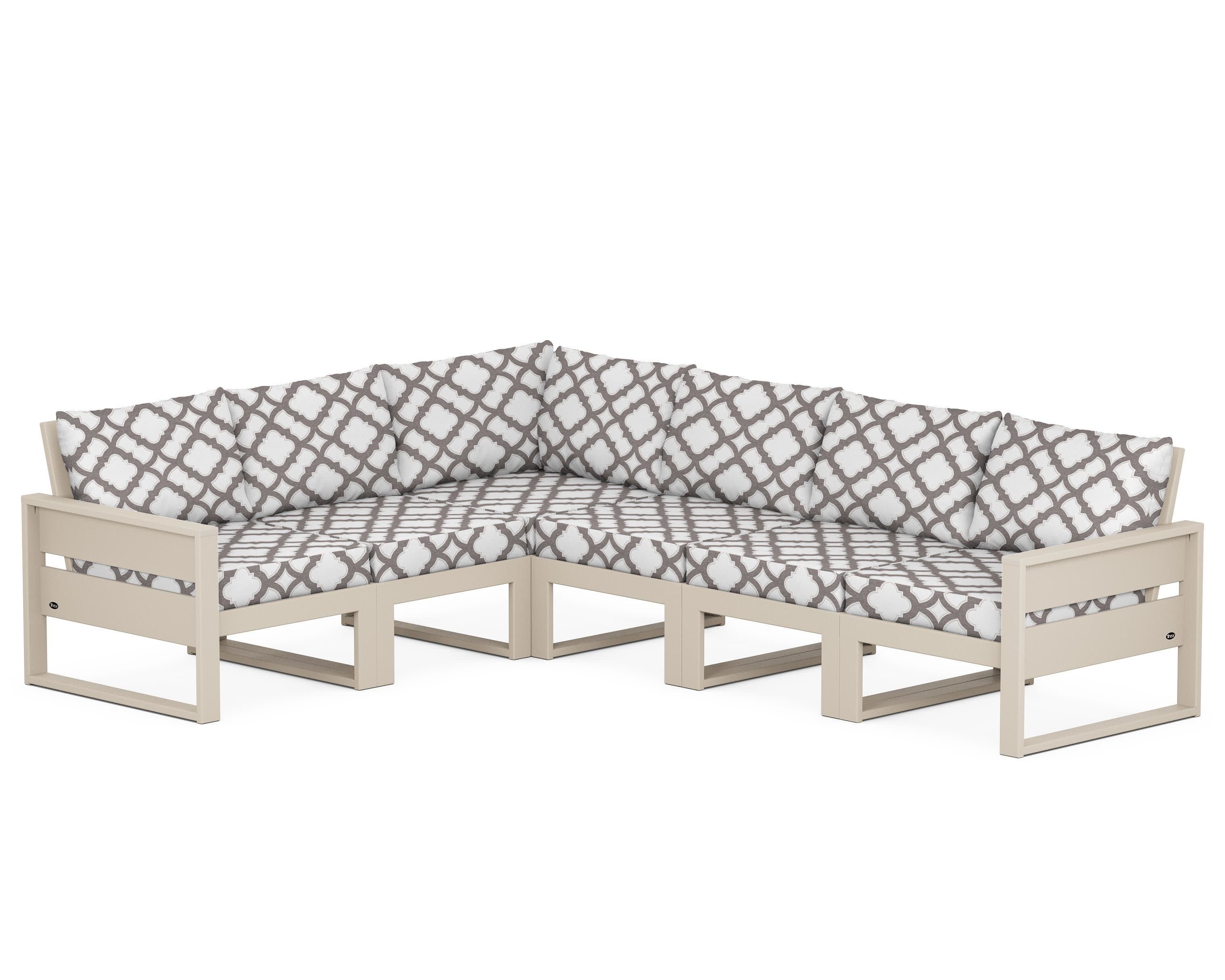 Eastport 6-Piece Sectional in Sand Castle / Trellis Grey Mist