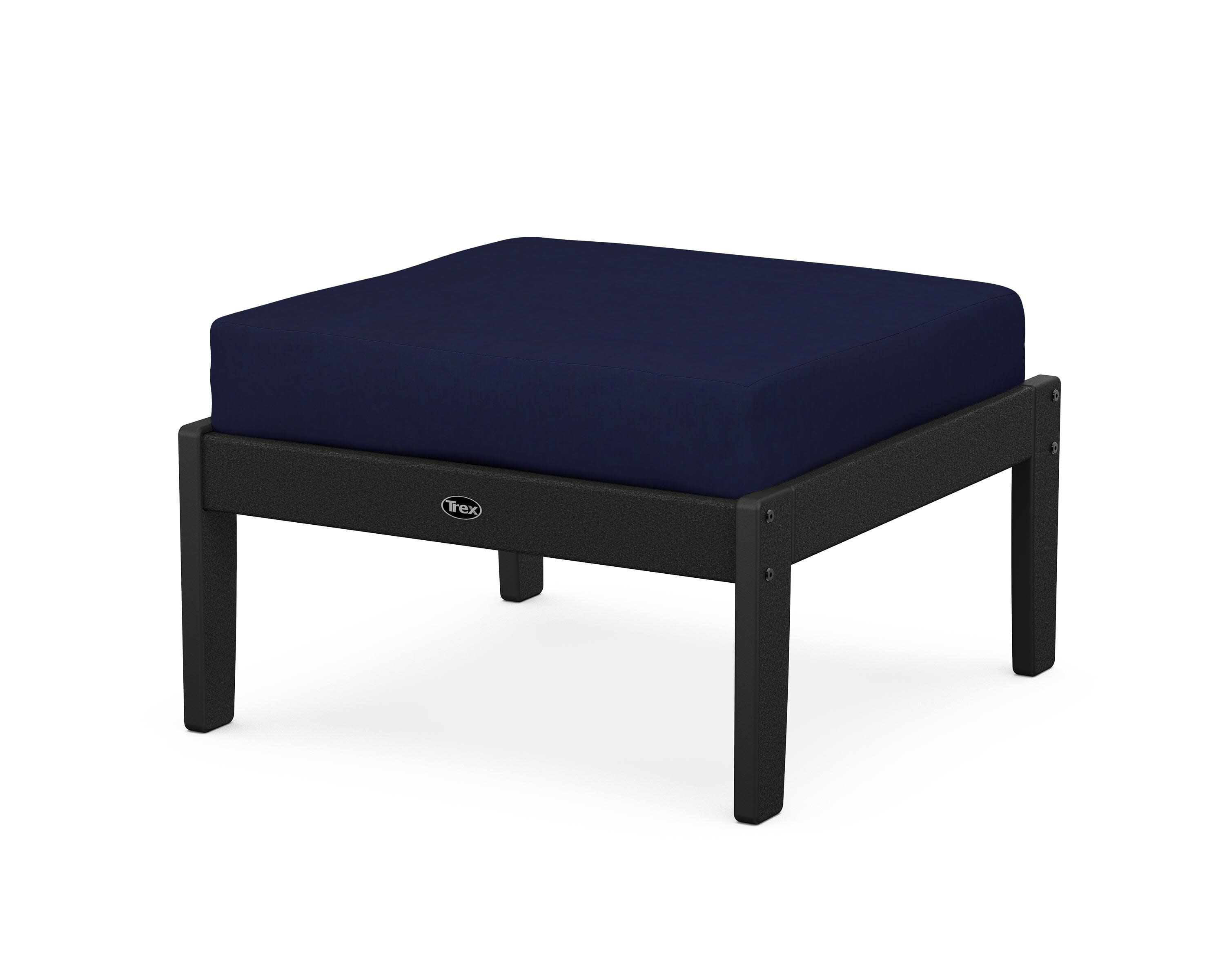 Yacht Club Deep Seating Ottoman in Charcoal Black / Navy