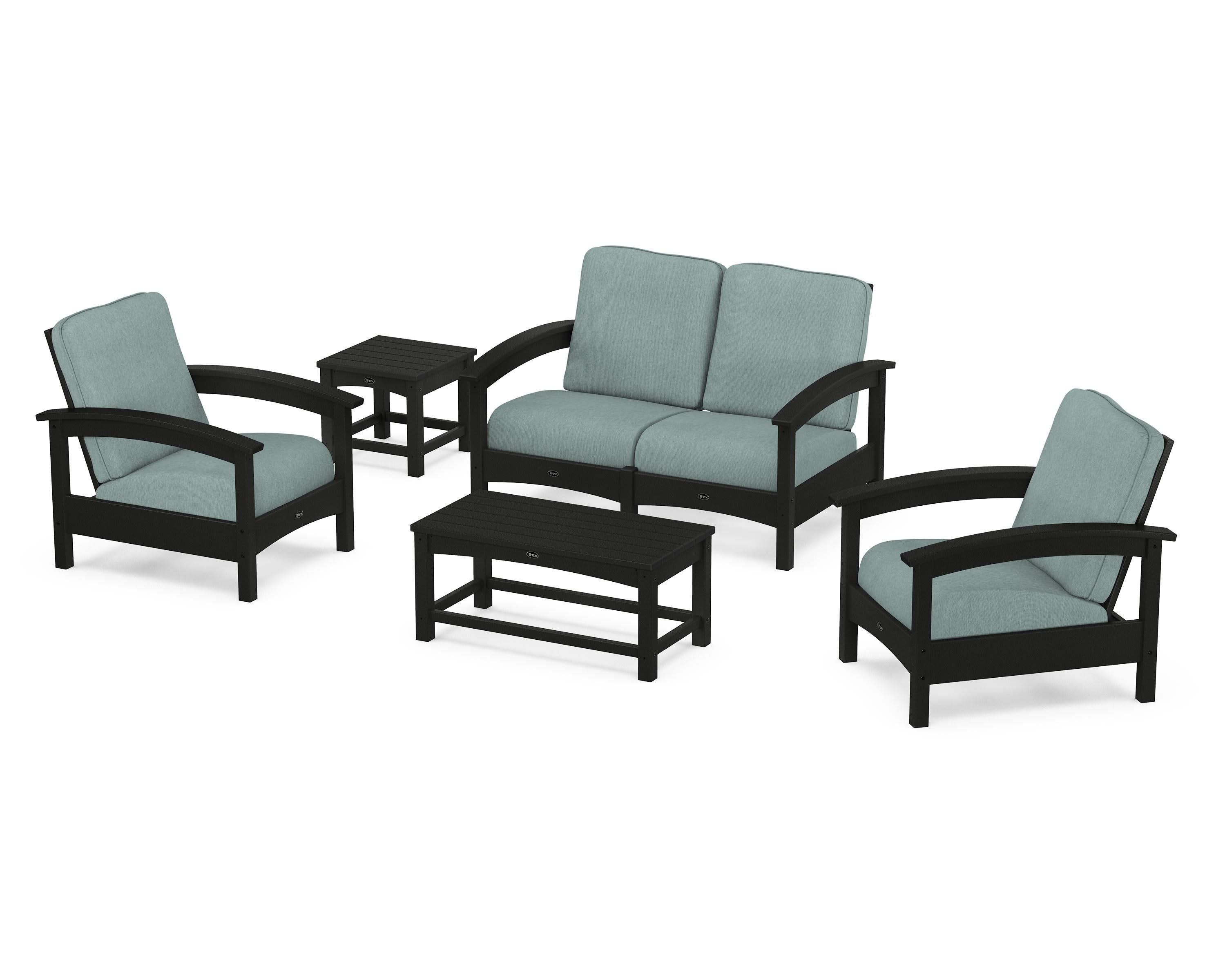 Rockport Club 6-Piece Deep Seating Conversation Set in Charcoal Black / Glacier Spa