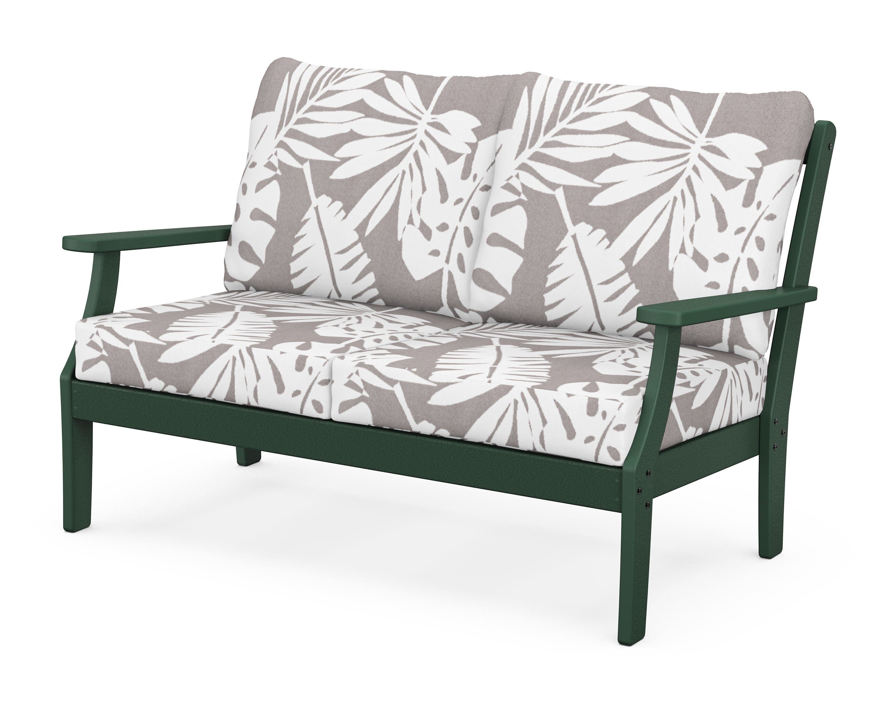 Yacht Club Deep Seating Loveseat in Rainforest Canopy / Leaf Grey Mist