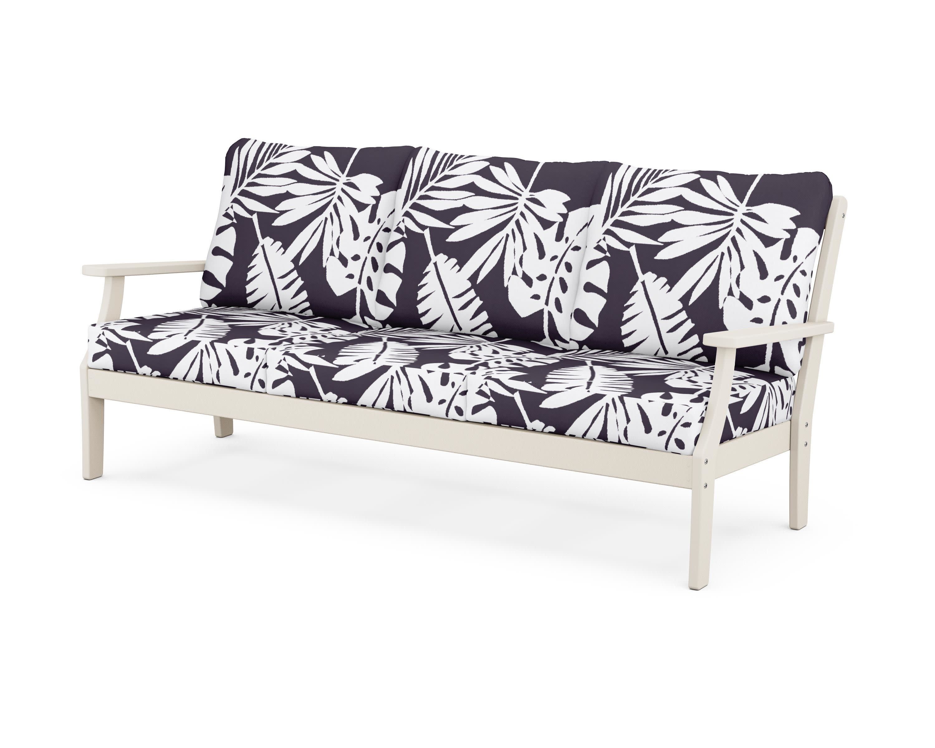 Yacht Club Deep Seating Sofa in Sand Castle / Leaf Navy