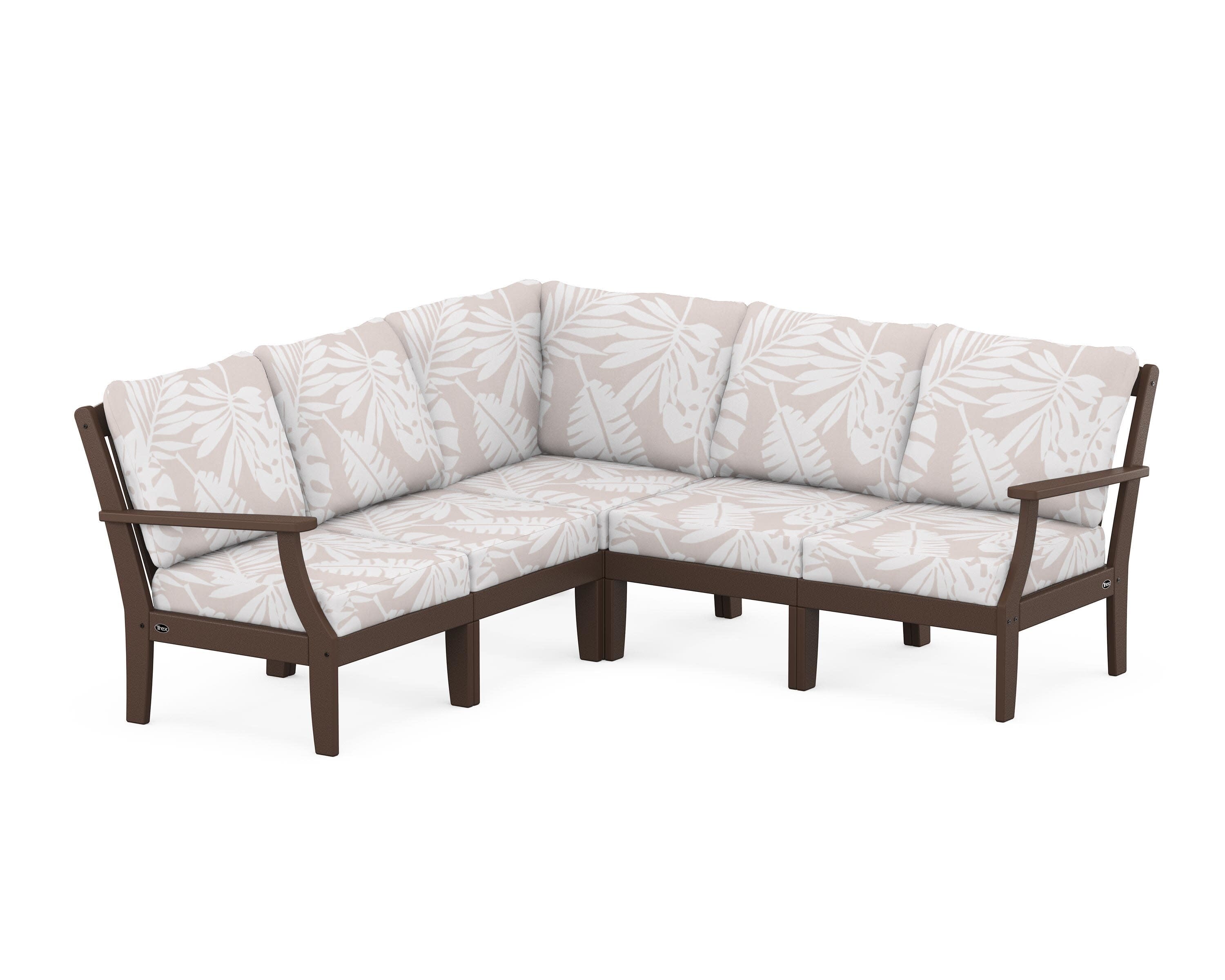 Yacht Club Modular 5-Piece Deep Seating Set in Vintage Lantern / Leaf Dune Burlap