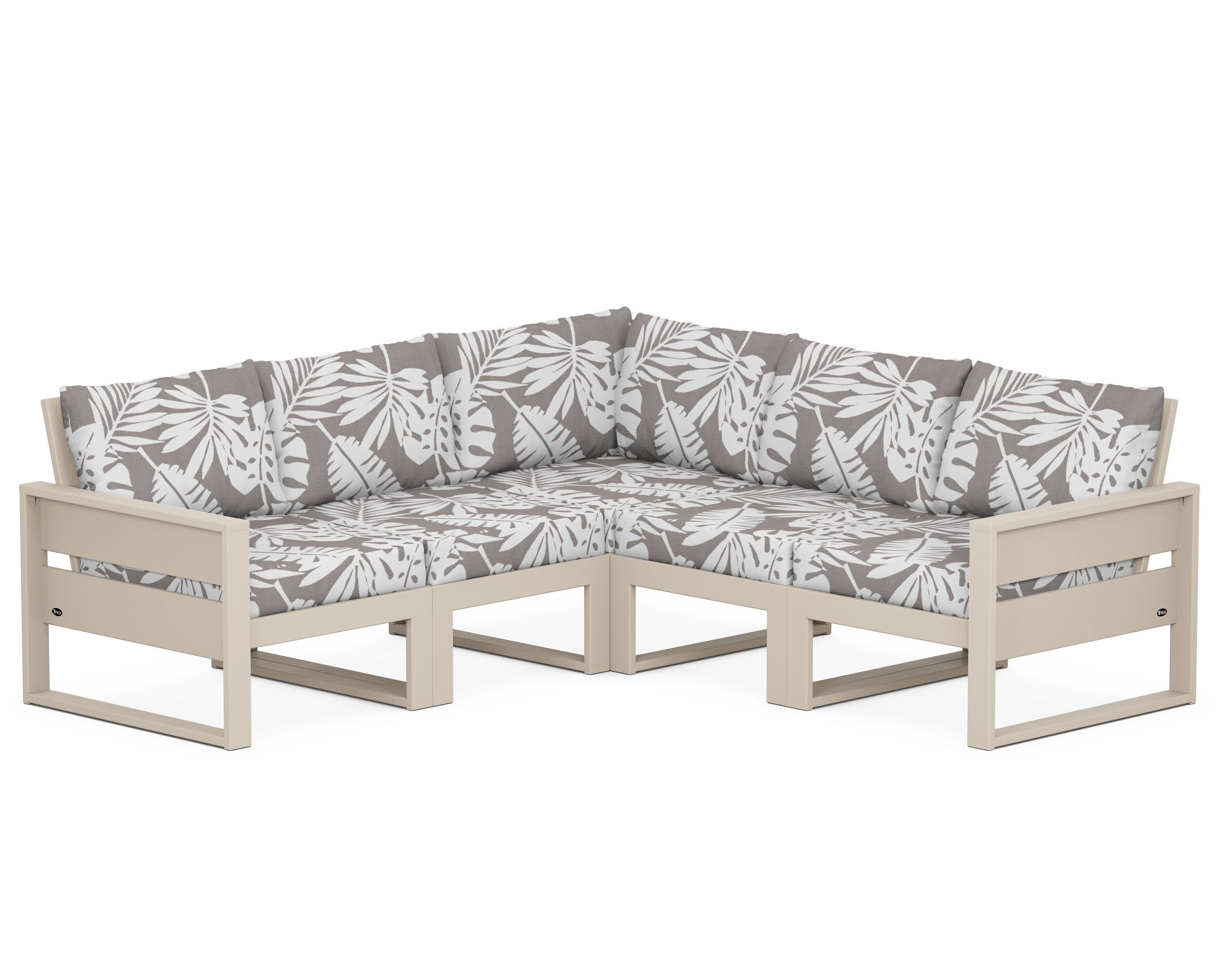 Eastport 5-Piece Sectional in Sand Castle / Leaf Grey Mist