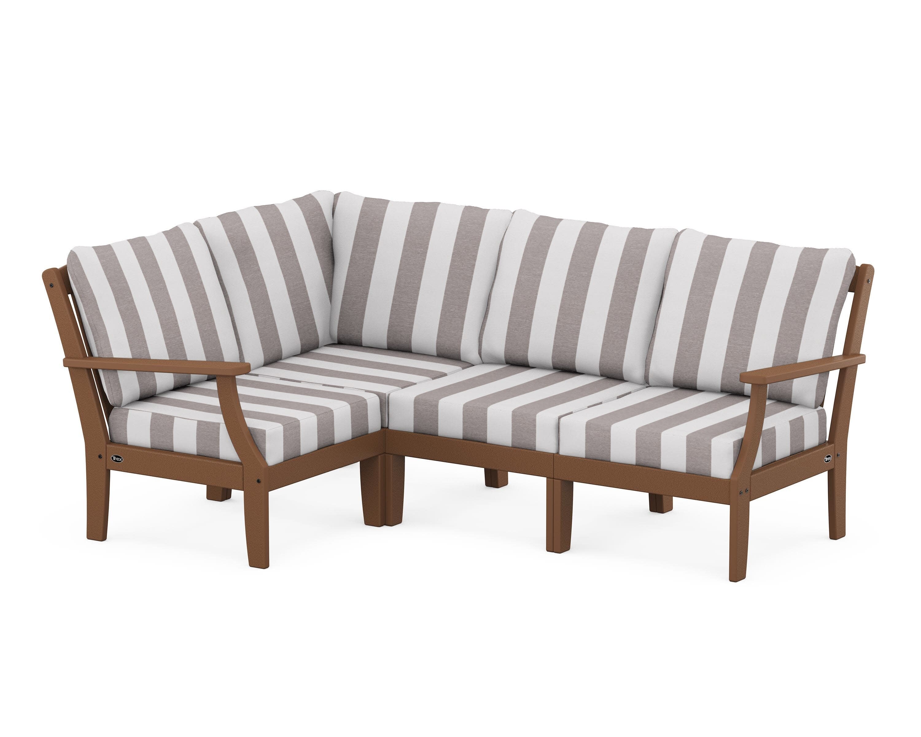 Yacht Club Modular 4-Piece Deep Seating Set in Tree House / Cabana Stripe Grey Mist
