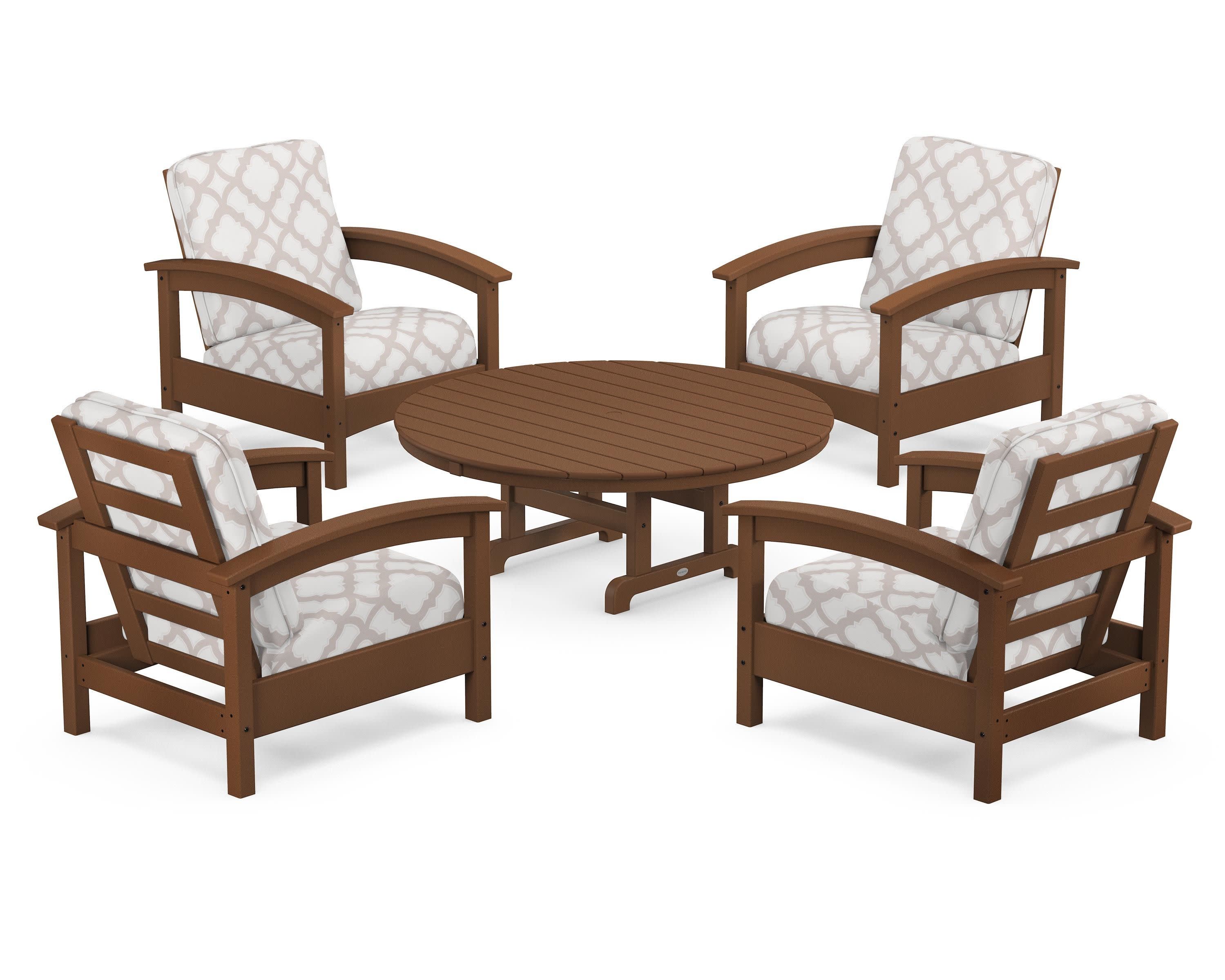 Rockport 5-Piece Deep Seating Set in Tree House / Trellis Dune Burlap