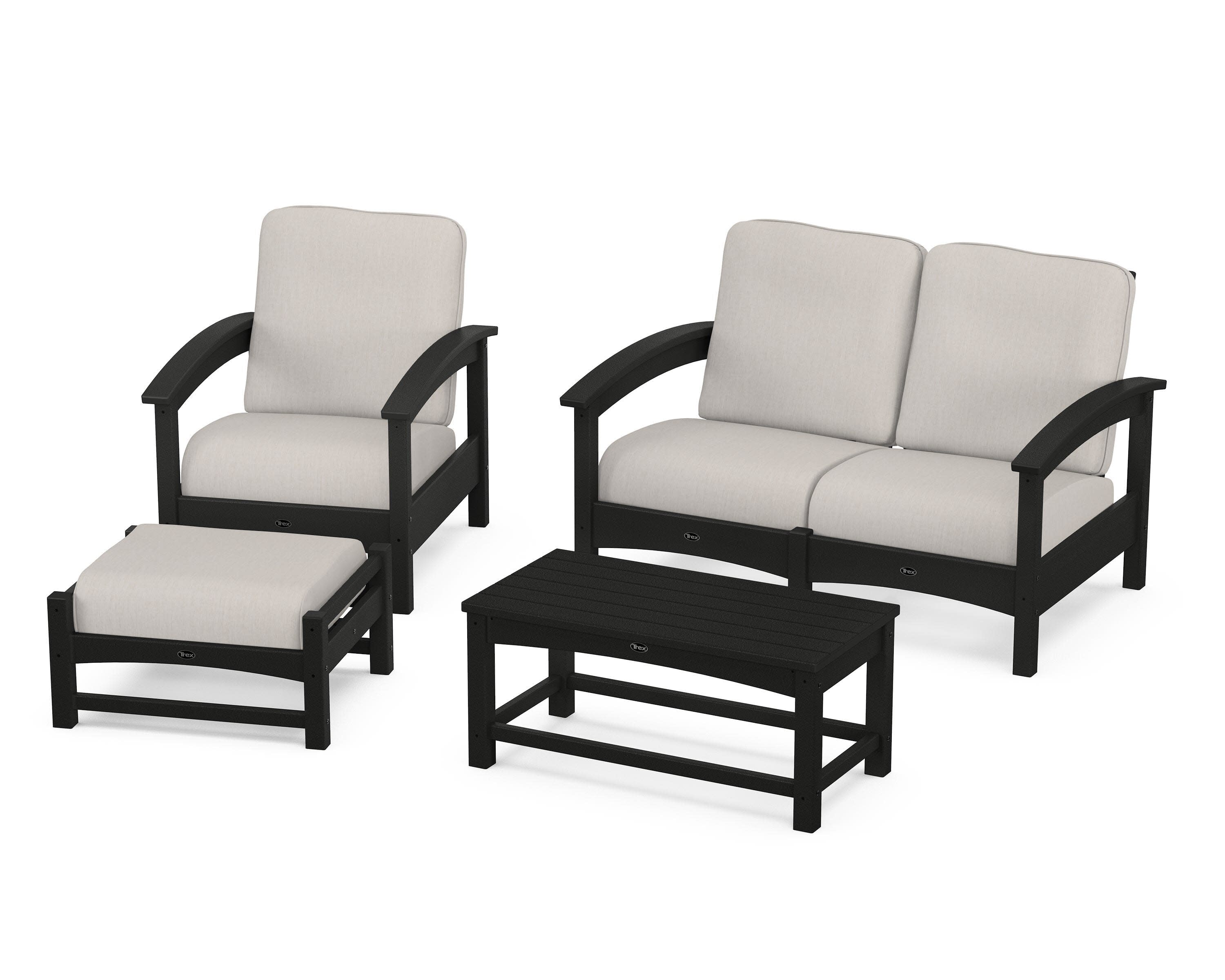 Rockport 4-Piece Deep Seating Conversation Group in Charcoal Black / Cast Ash