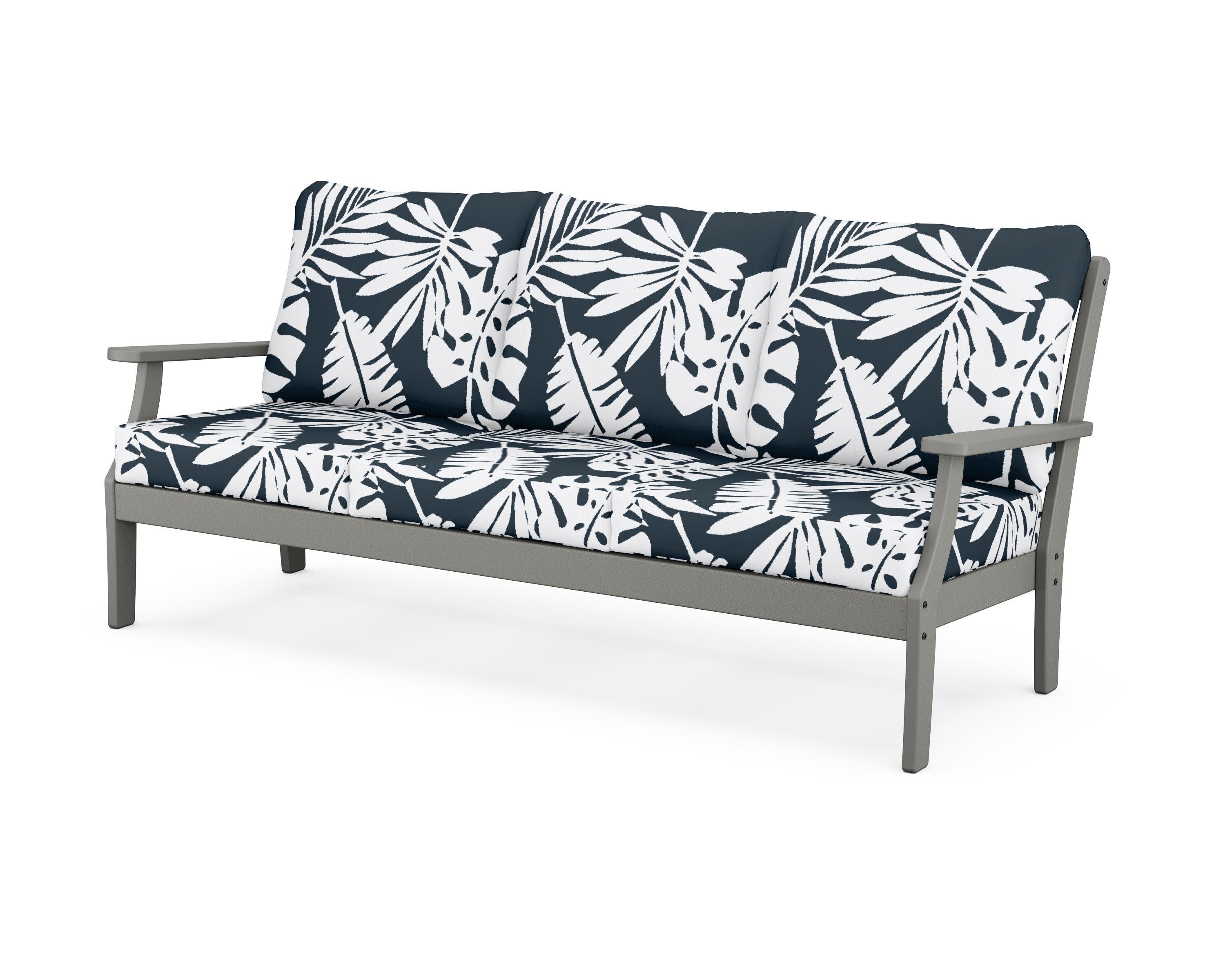 Yacht Club Deep Seating Sofa in Stepping Stone / Leaf Marine Indigo
