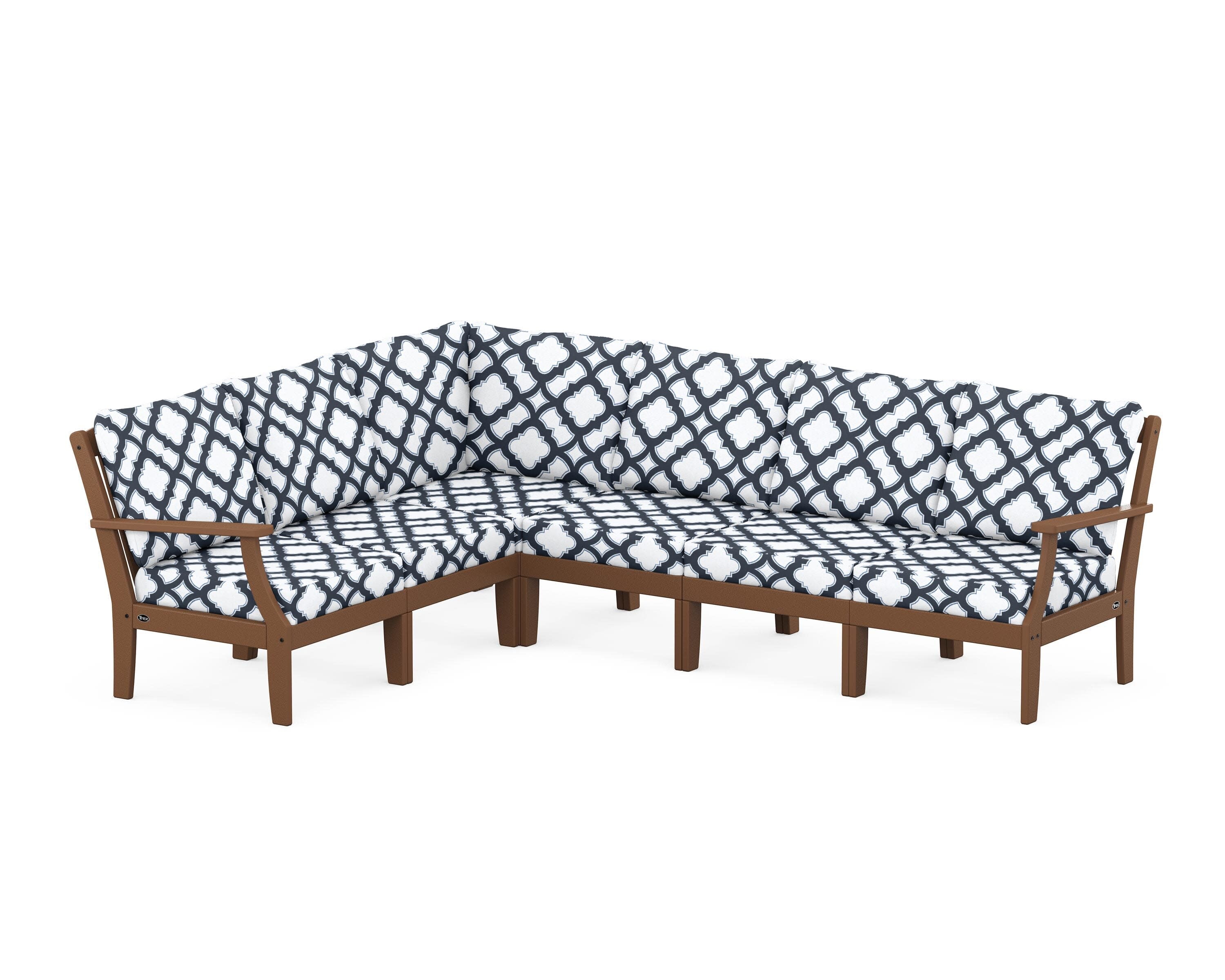 Yacht Club Modular 6-Piece Deep Seating Set in Tree House / Trellis Marine Indigo