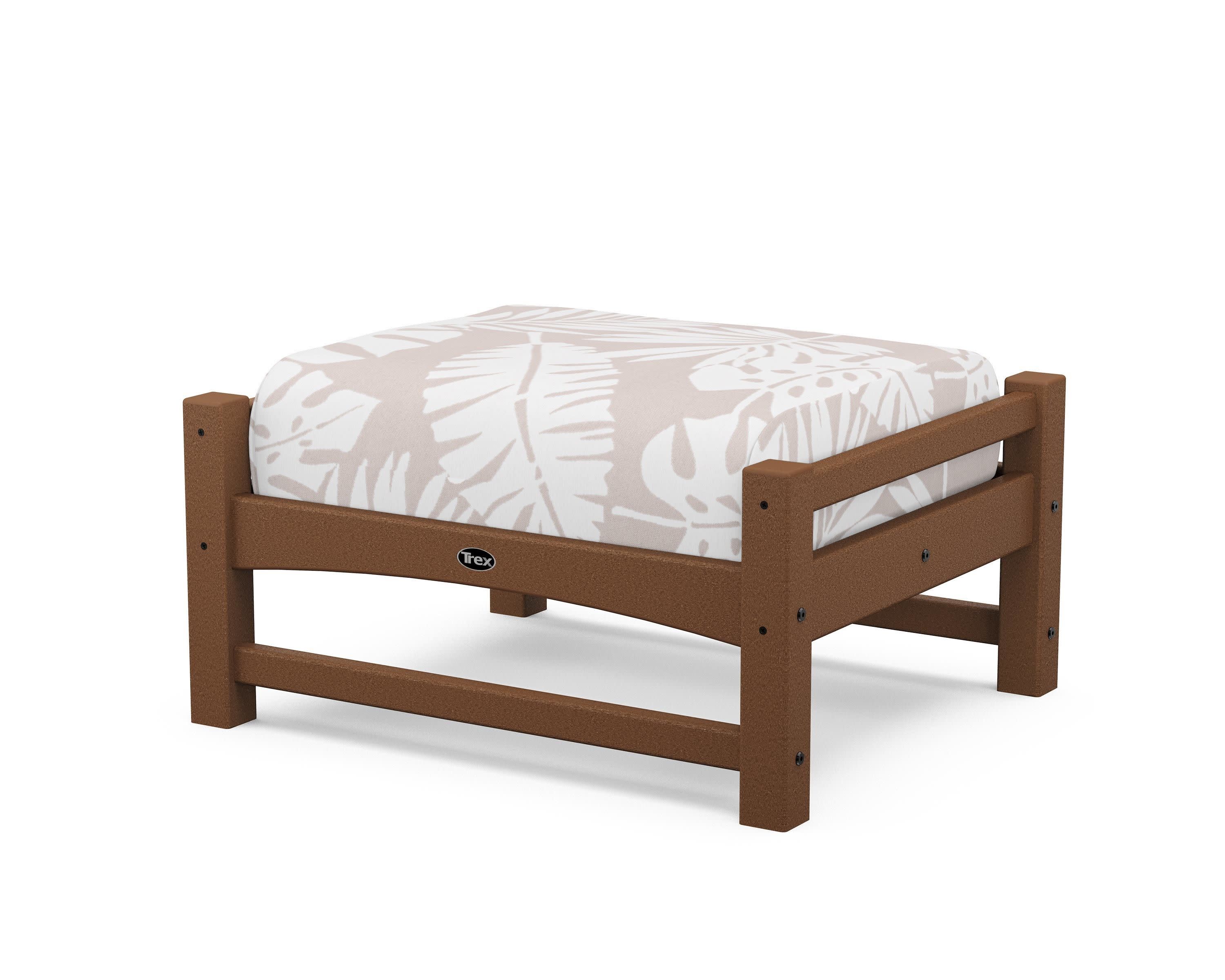 Rockport Club Ottoman in Tree House / Leaf Dune Burlap