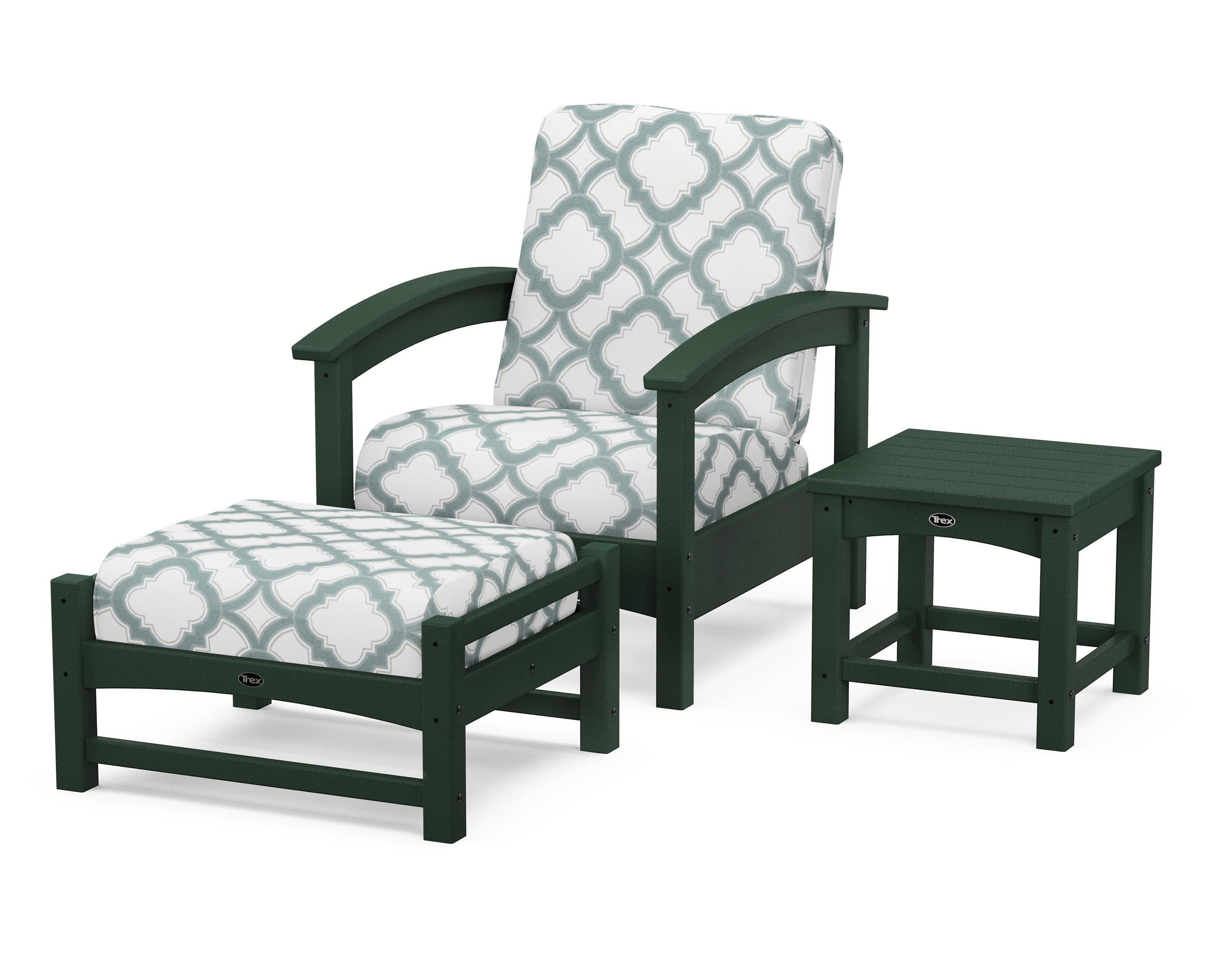 Rockport 3-Piece Deep Seating Set in Rainforest Canopy / Trellis Glacier Spa