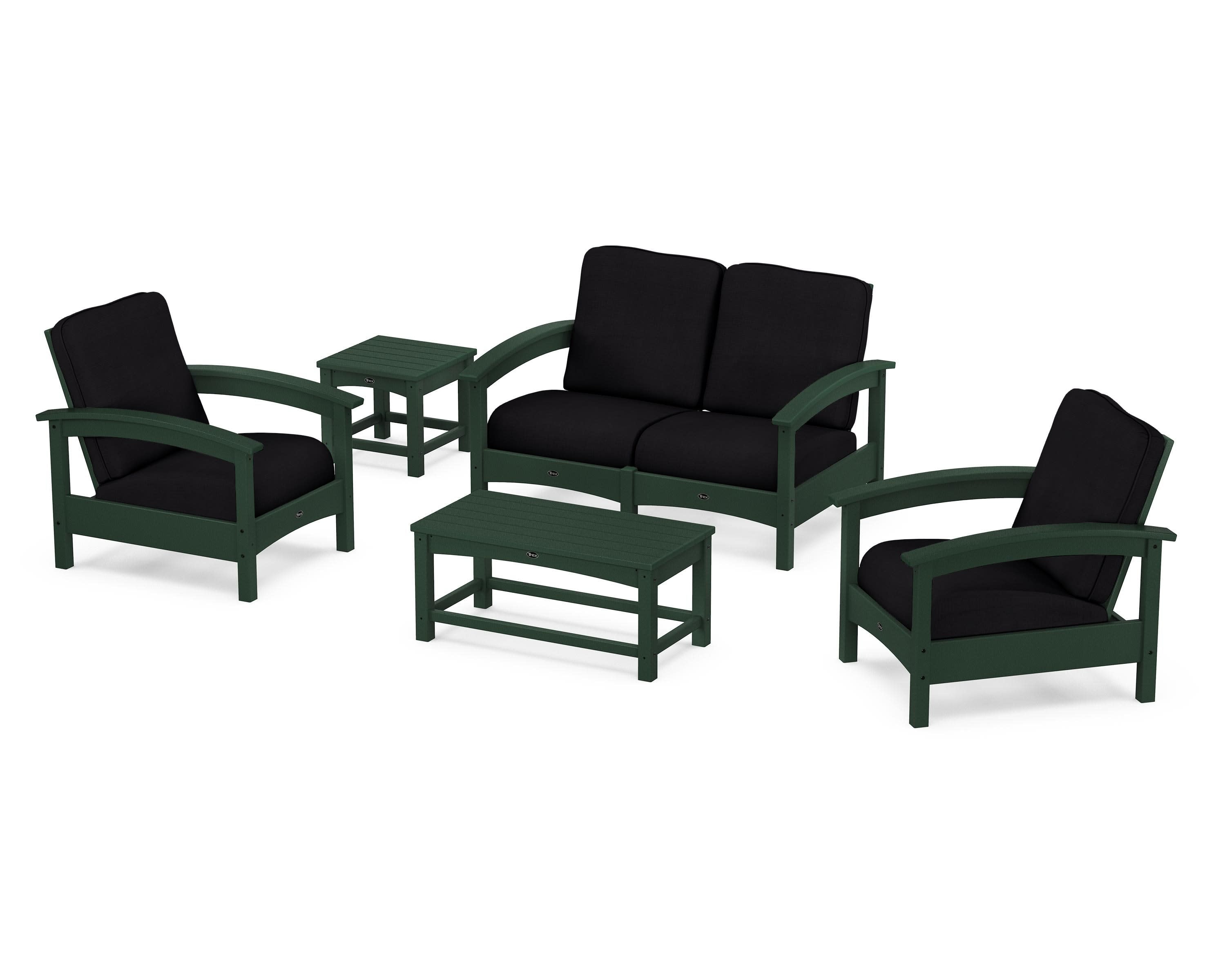 Rockport Club 6-Piece Deep Seating Conversation Set in Rainforest Canopy / Midnight Linen