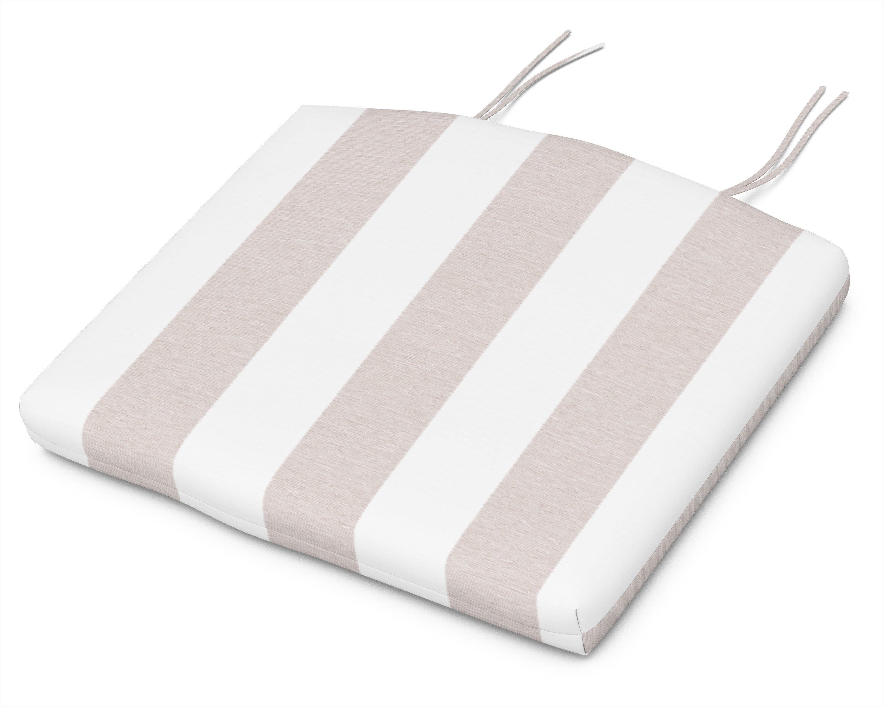 Seat Cushion - 18"D x 22"W x 2.5"H in Cabana Stripe Dune Burlap