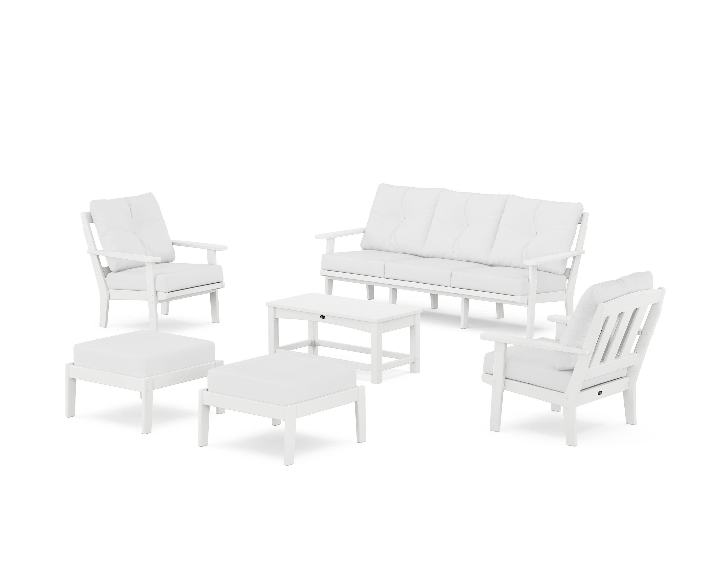 Cape Cod 6-Piece Lounge Sofa Set in Classic White / Natural