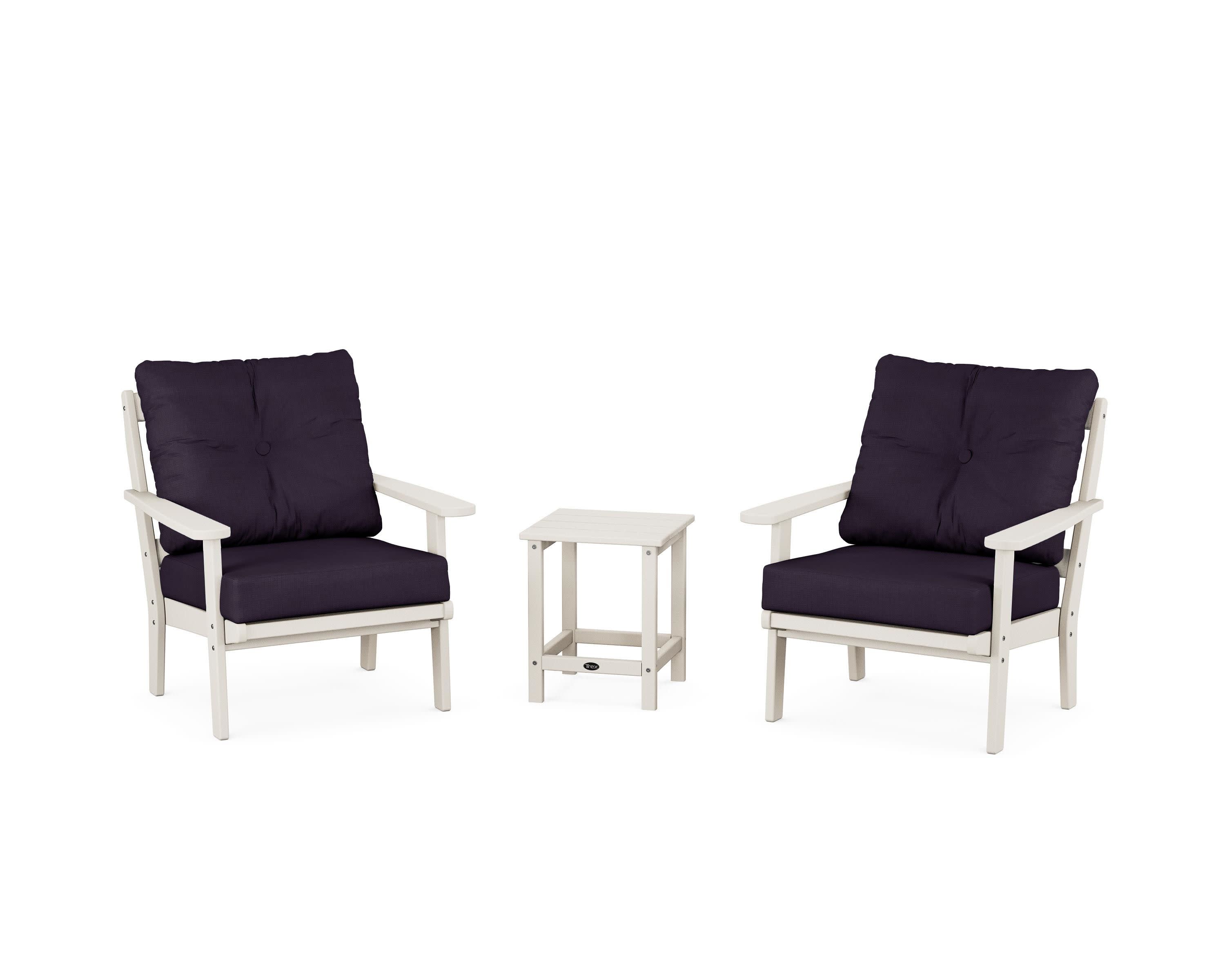 Cape Cod 3-Piece Deep Seating Set in Sand Castle / Navy Linen
