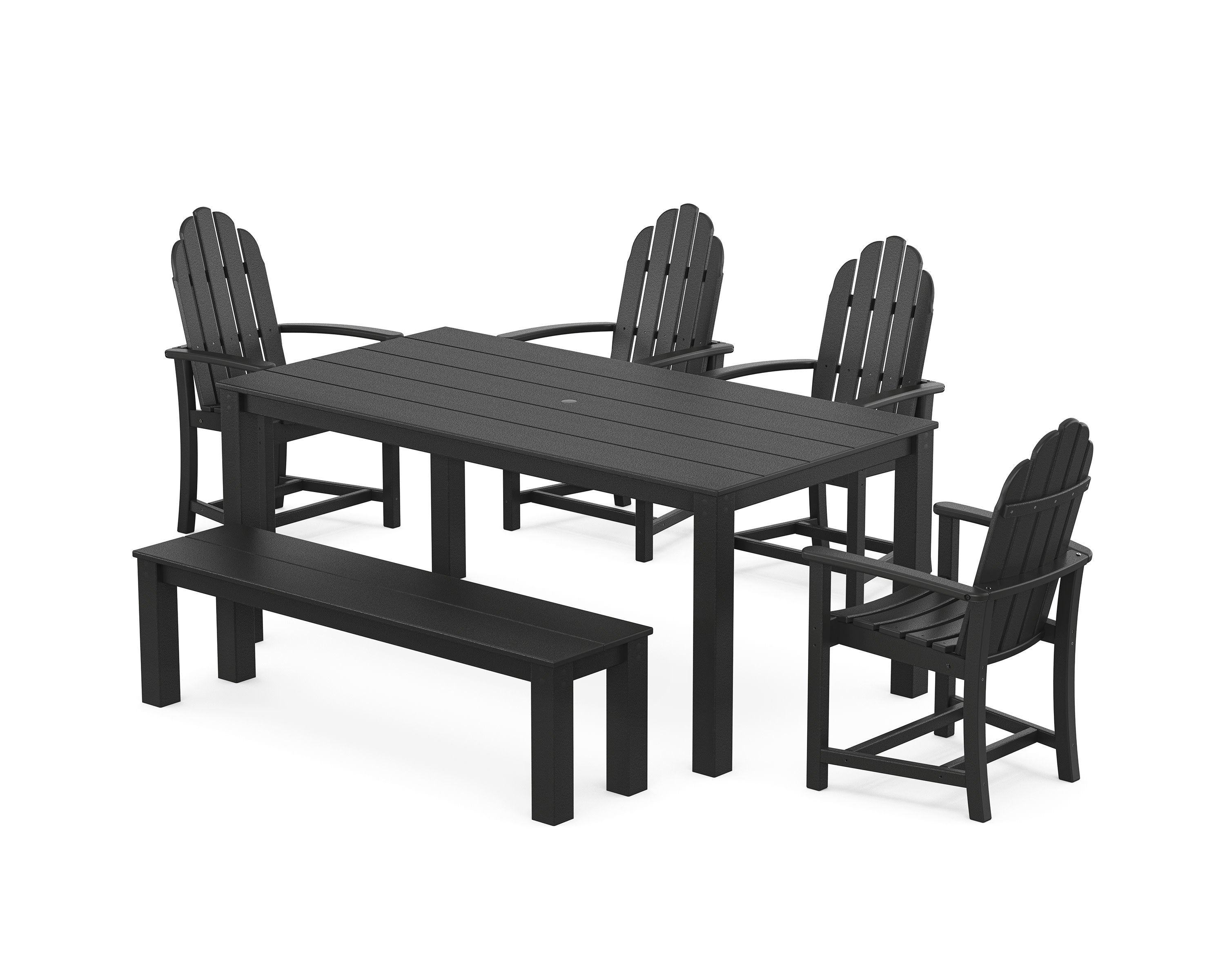 Cape Cod Adirondack 6-Piece Parsons Dining Set with Bench in Charcoal Black