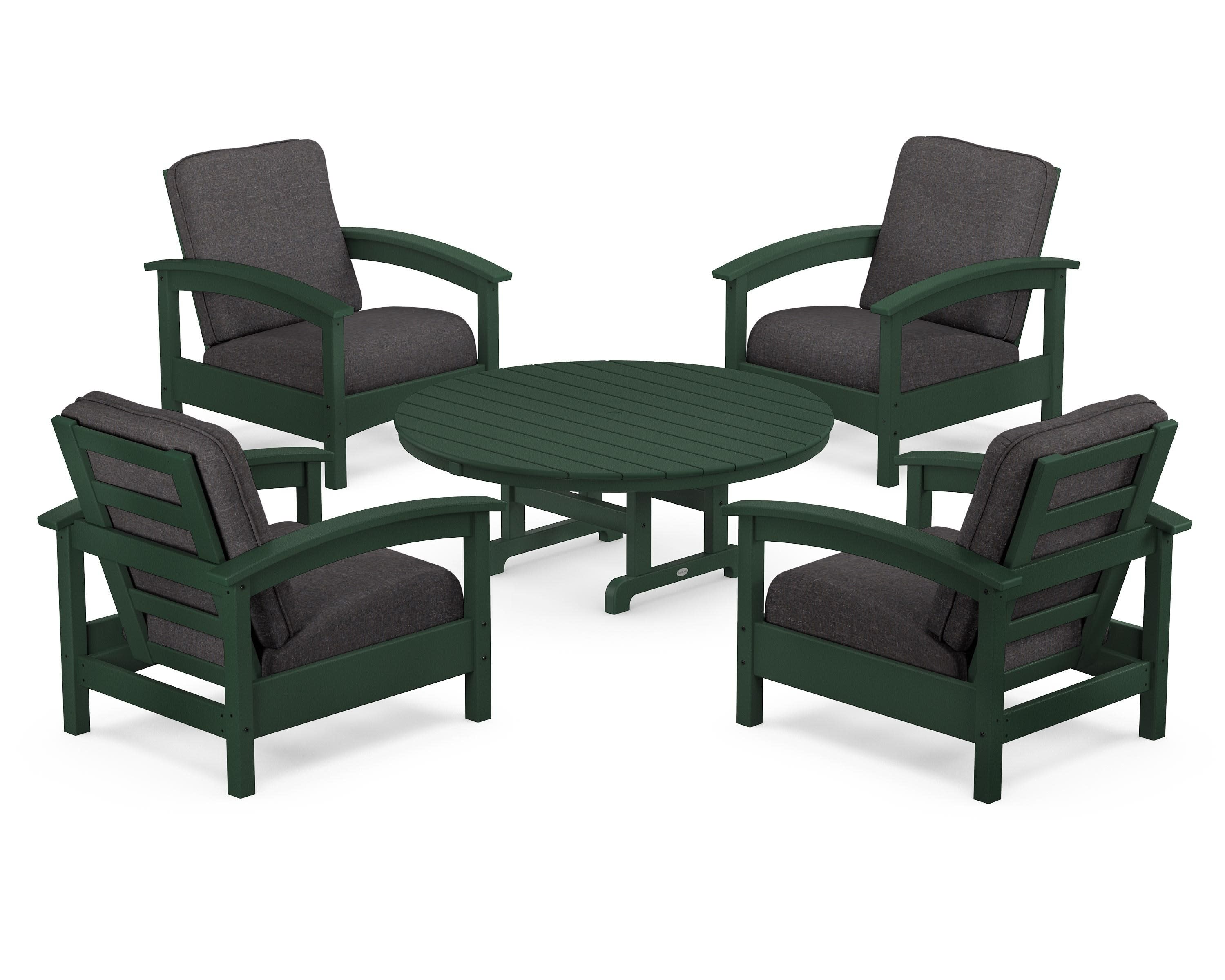 Rockport 5-Piece Deep Seating Set in Rainforest Canopy / Ash Charcoal