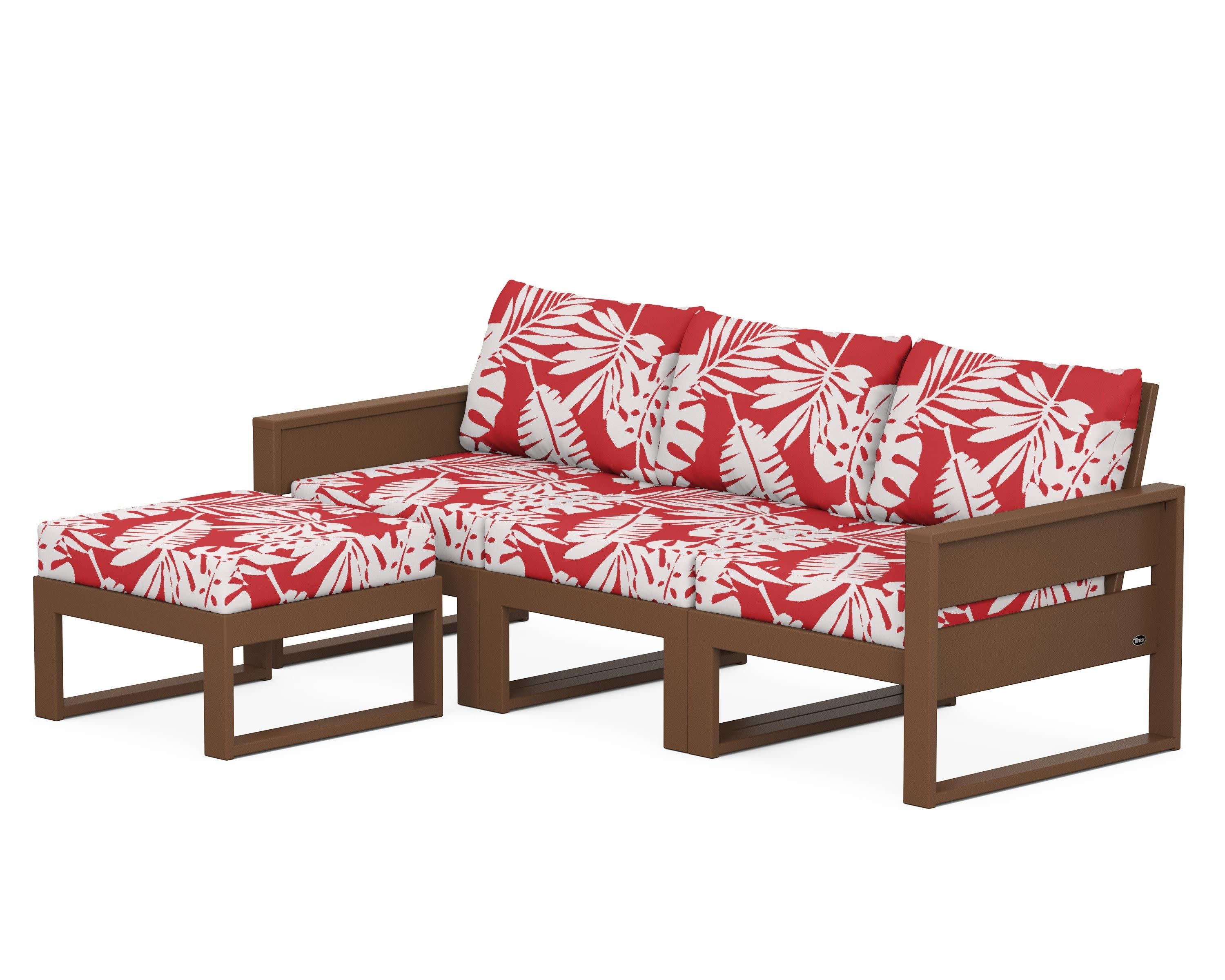 Eastport 4- Piece Sectional with Ottoman in Tree House / Leaf Crimson