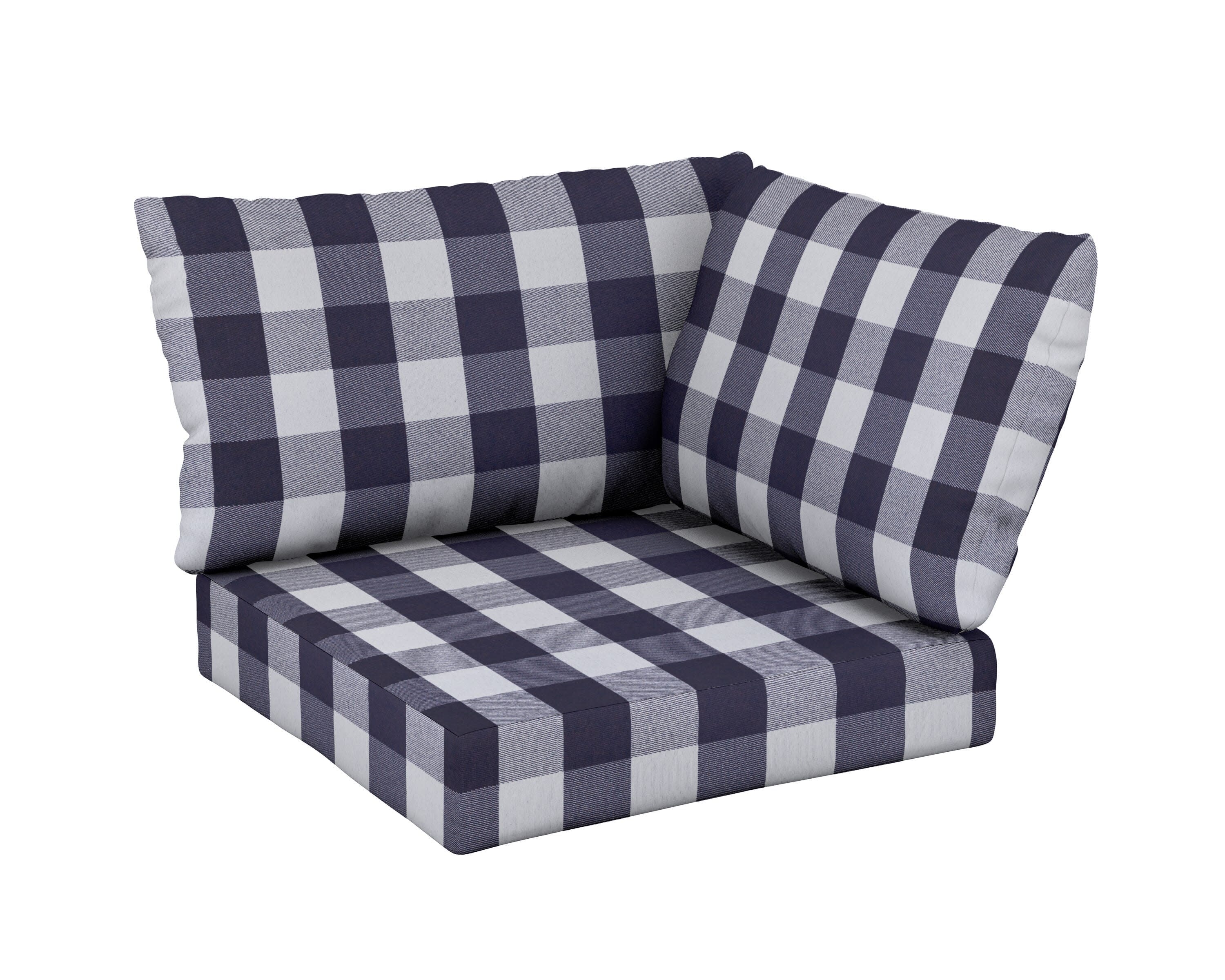 Modular Corner Cushion Set in Buffalo Plaid Navy