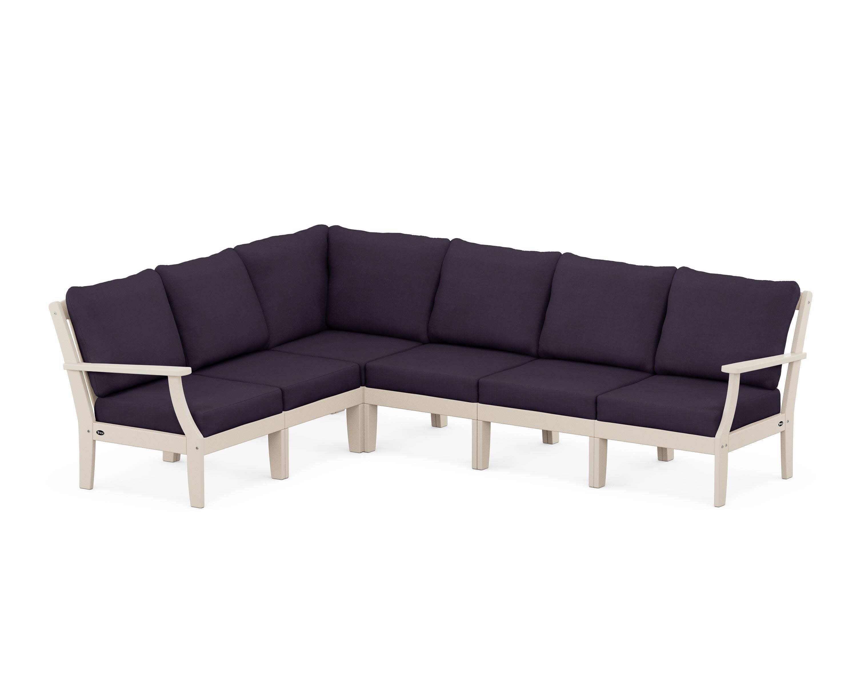 Yacht Club Modular 6-Piece Deep Seating Set in Sand Castle / Navy Linen